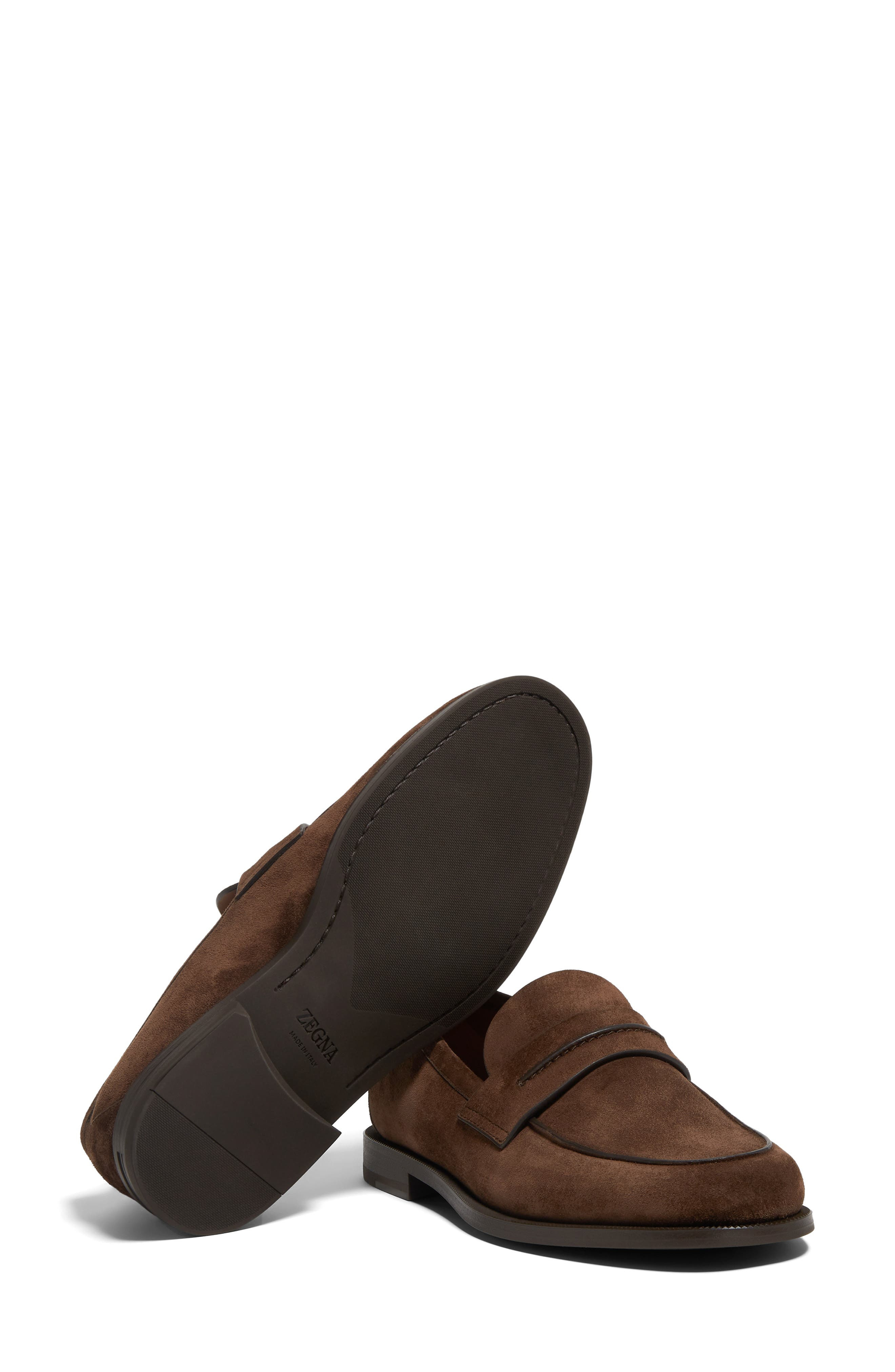 ZEGNA Suede Driving Loafer in Dark Brown at Nordstrom - 5