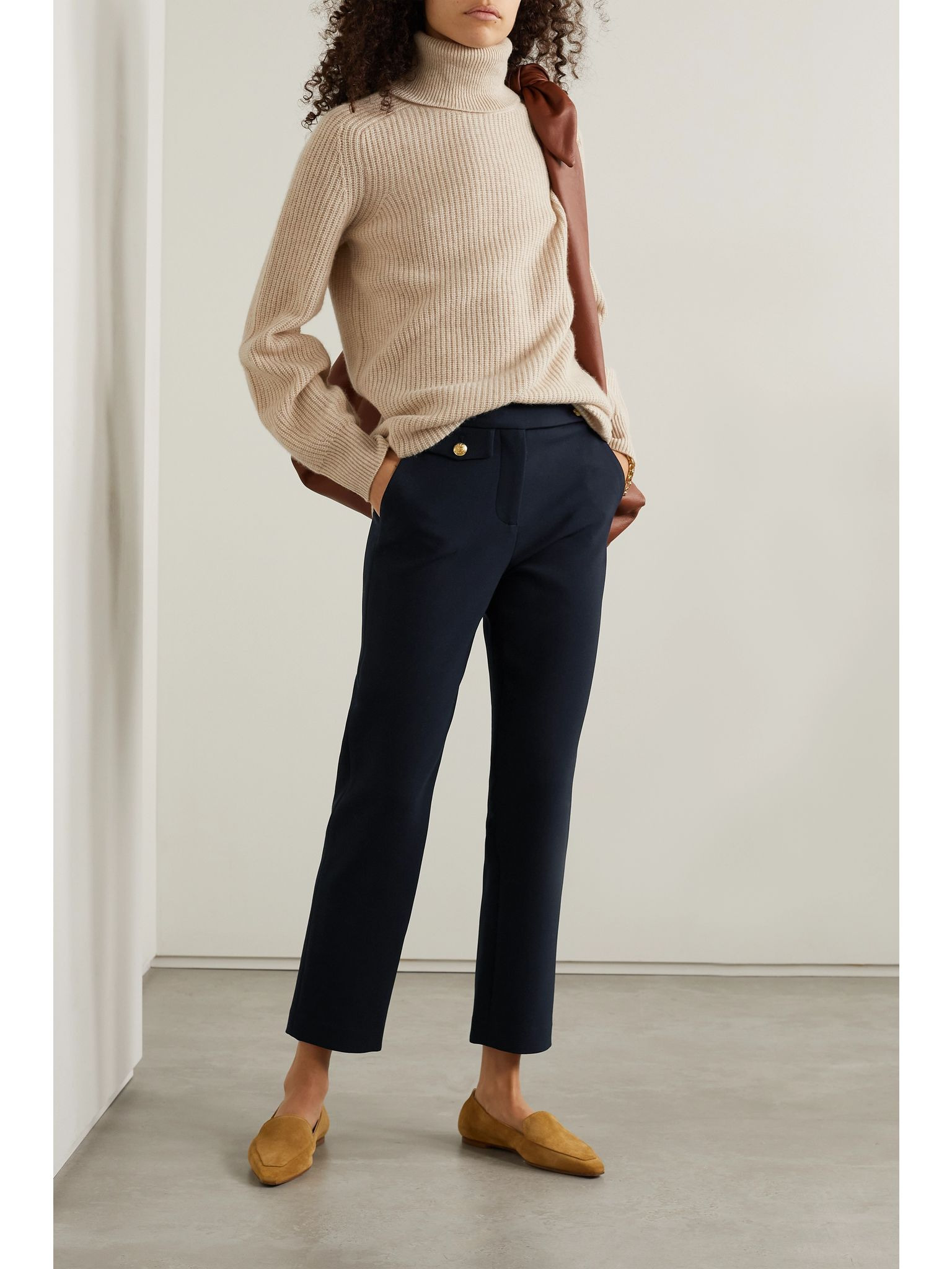 Renzo cropped woven straight-leg pants Blue - 2