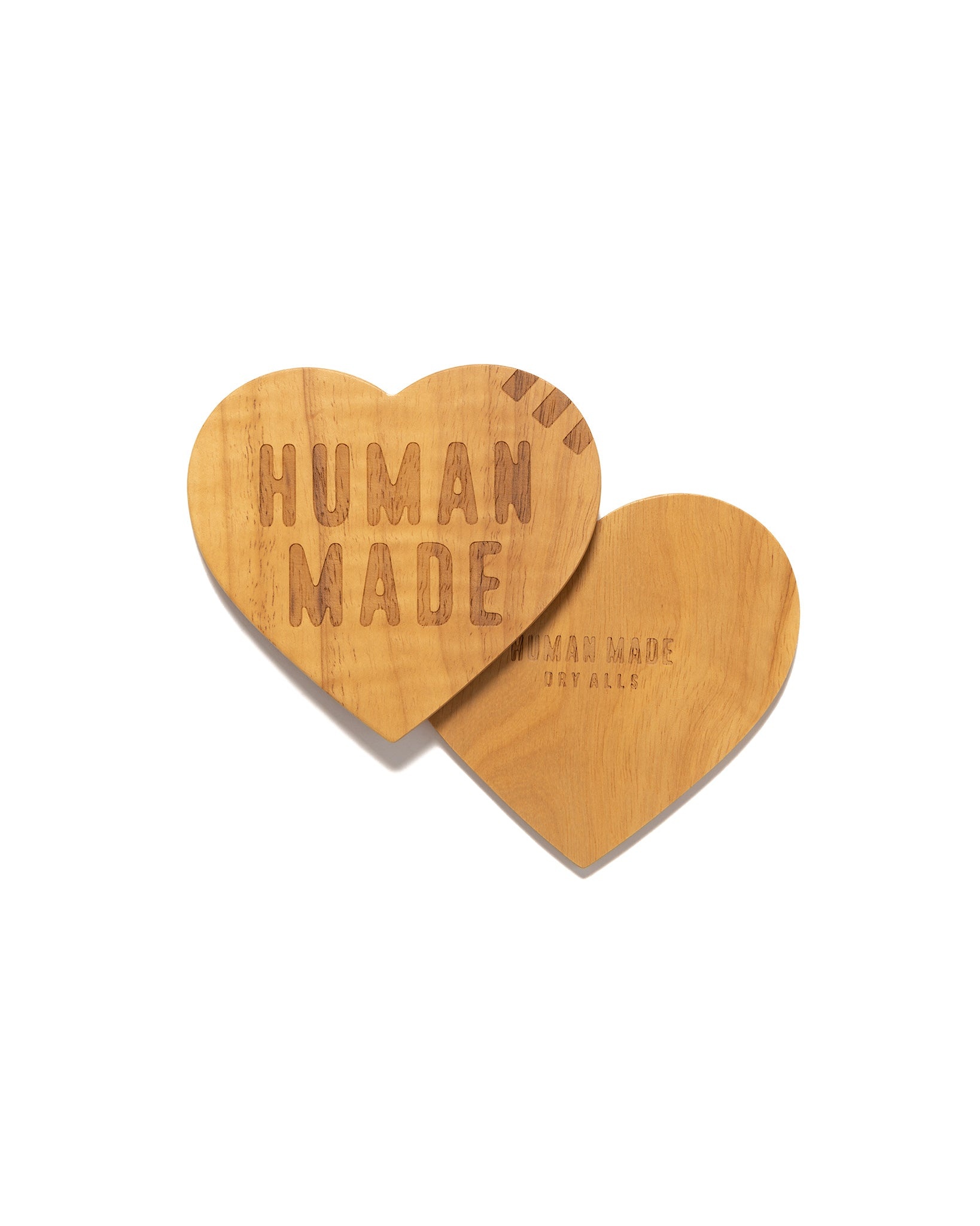 Heart Wood Coaster Set 2P Beige - 1