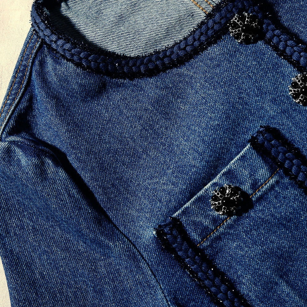 Denim Jacket With Braid Detail - 4