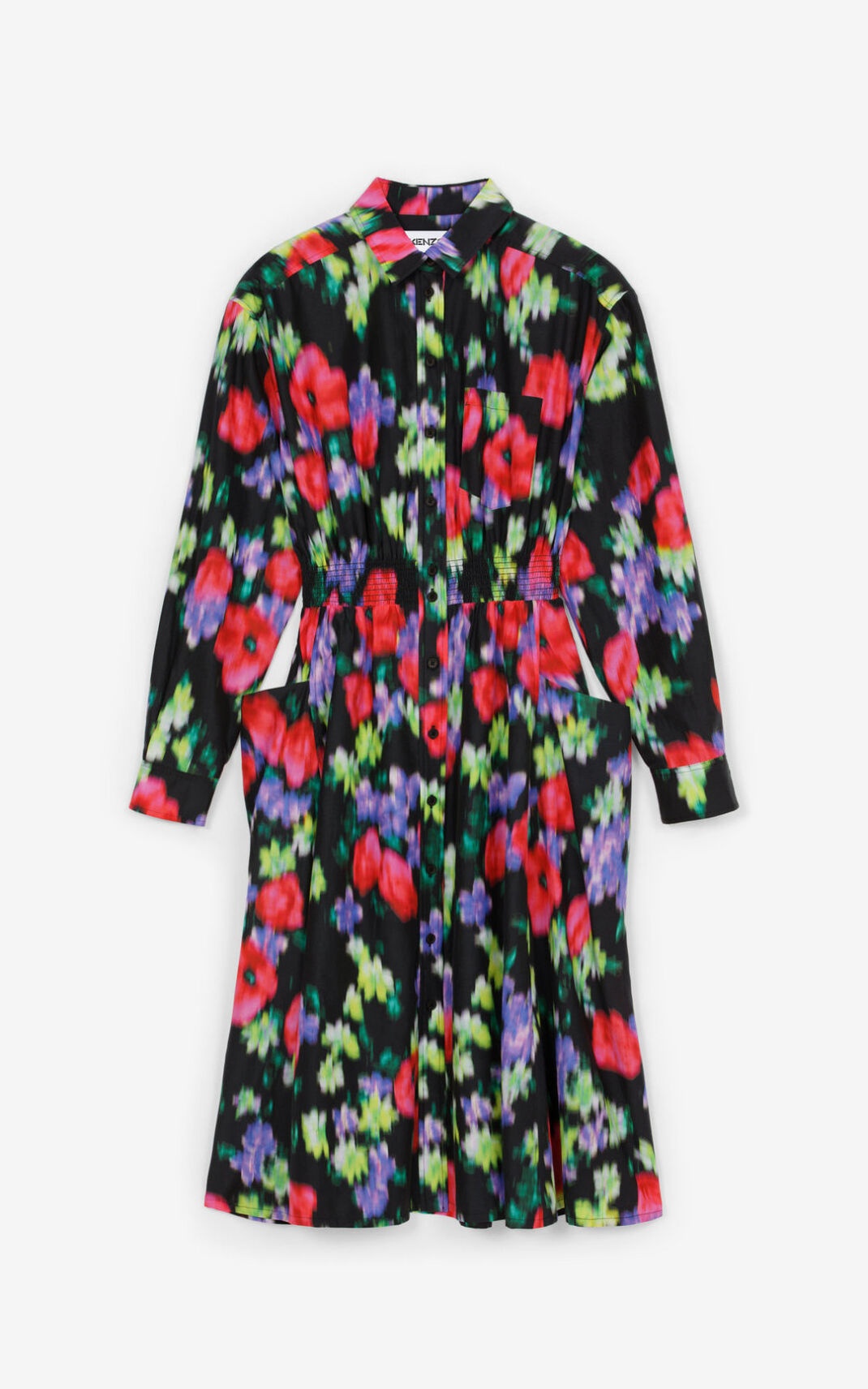 'Blurred Flowers' shirt dress - 1
