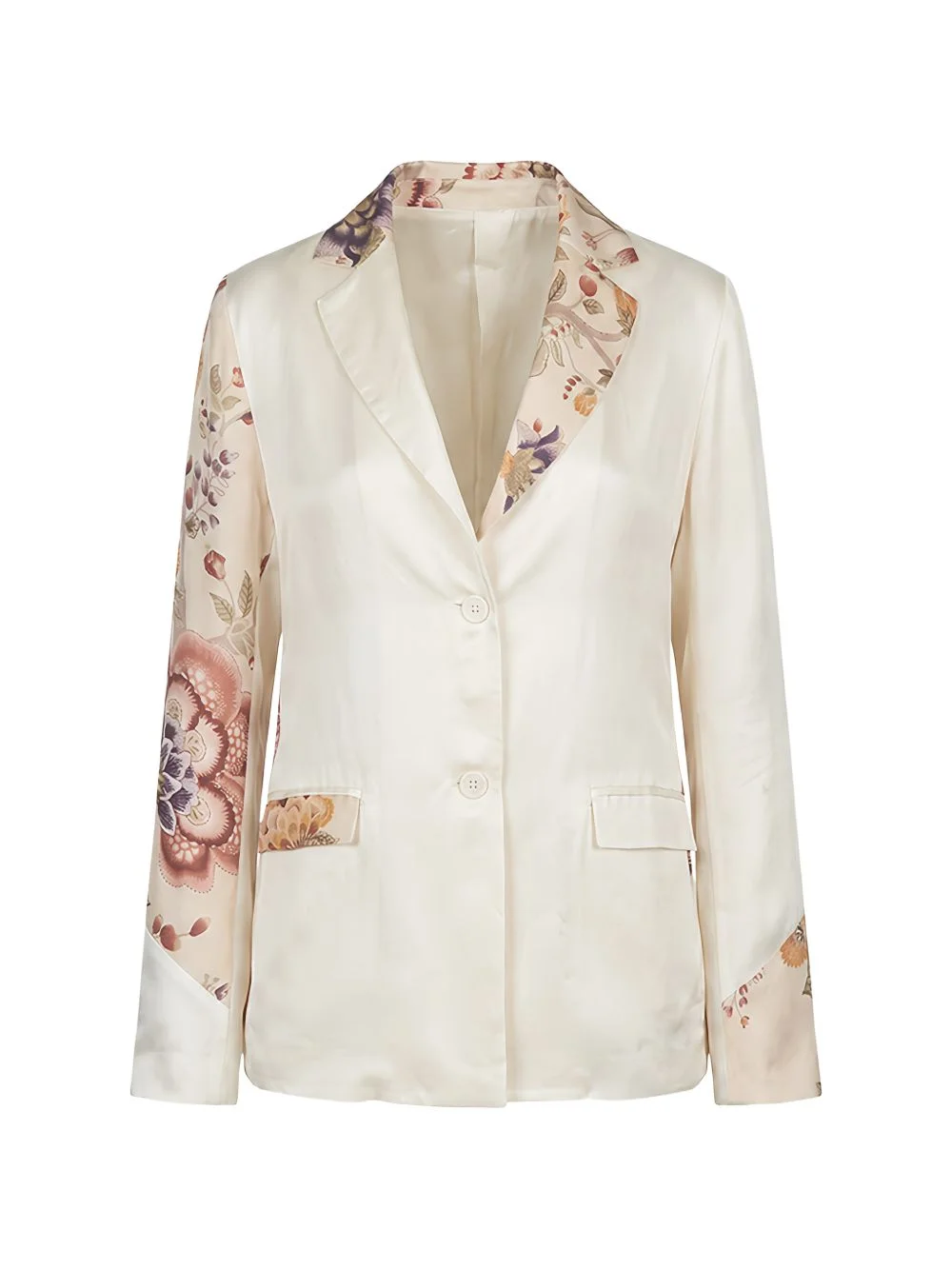 floral-print silk-blend blazer - 1