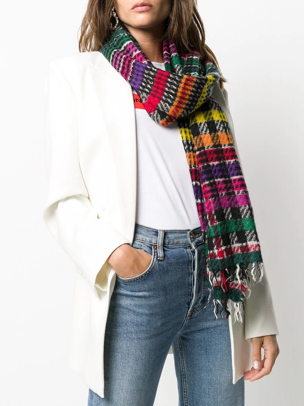 multicolour check scarf - 2