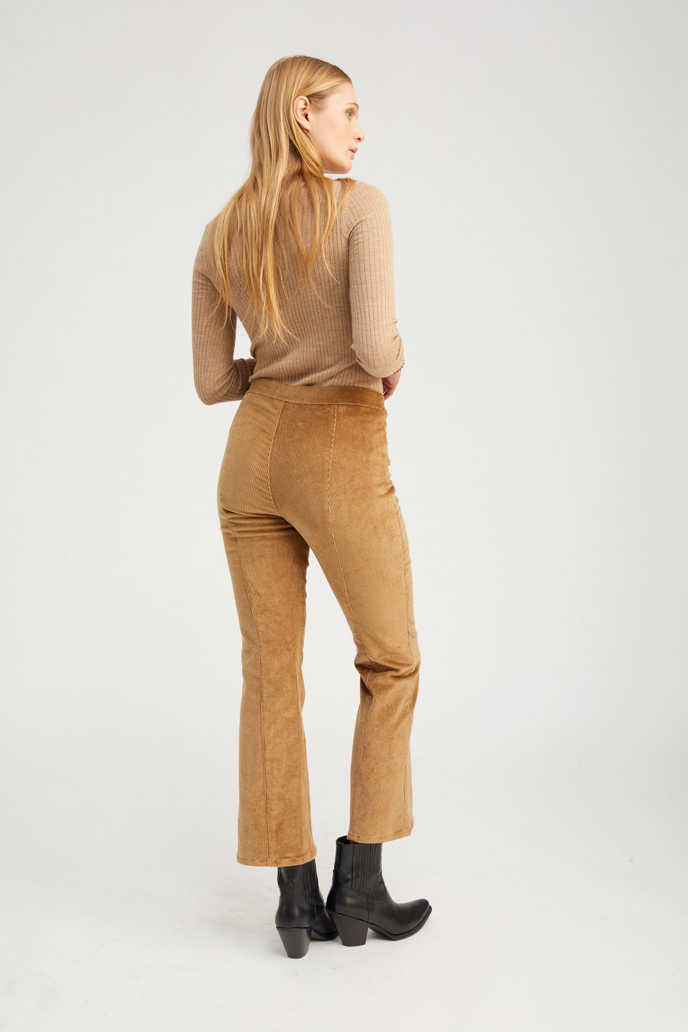 SEPIA CORDUROY ANKLE FLARE WITH PRINCESS SEAMS - 4