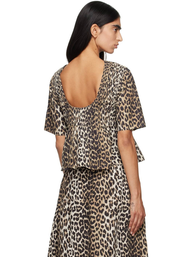 Black & Brown Open Back Smock Blouse 3