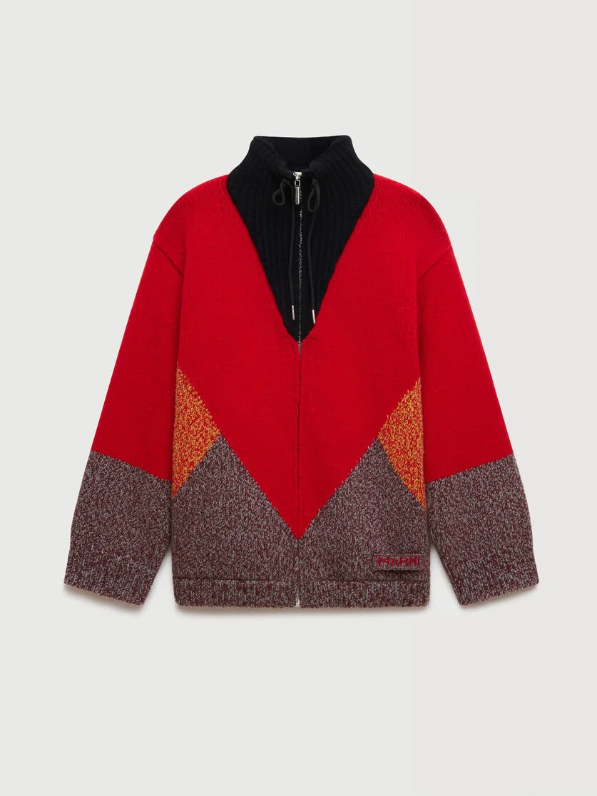 RED WOOL-CASHMERE JACKET WITH "M" DETAIL - 1