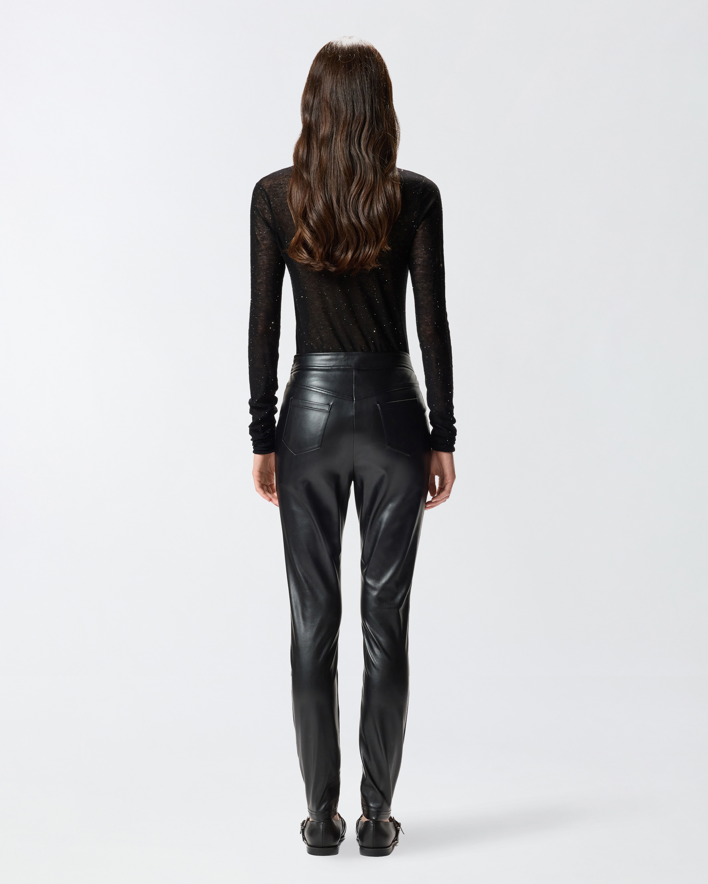 STRETCH LEATHER-EFFECT LEGGINGS - 4