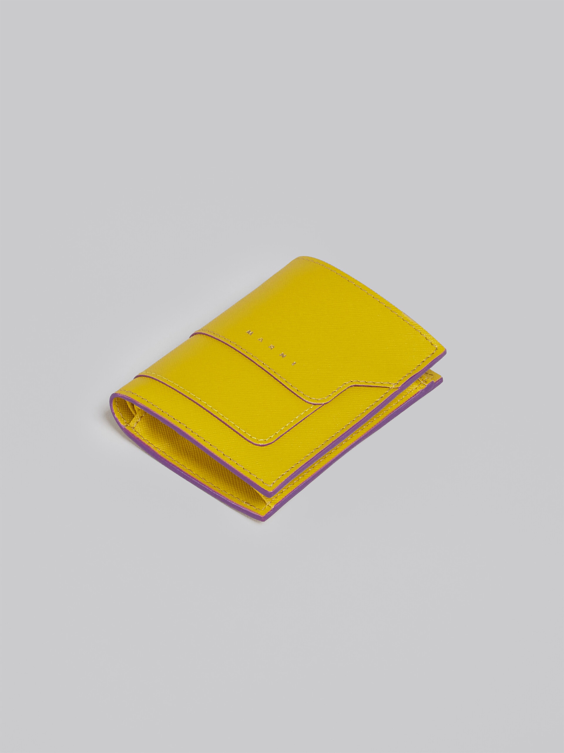 YELLOW SAFFIANO LEATHER BI-FOLD WALLET - 5