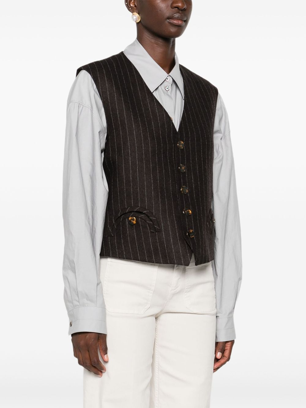 pinstripe buttoned waistcoat - 3