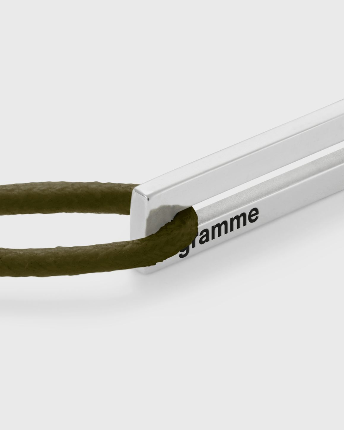 1.7g-polished sterling silver-khaki cord-bracelet - 3