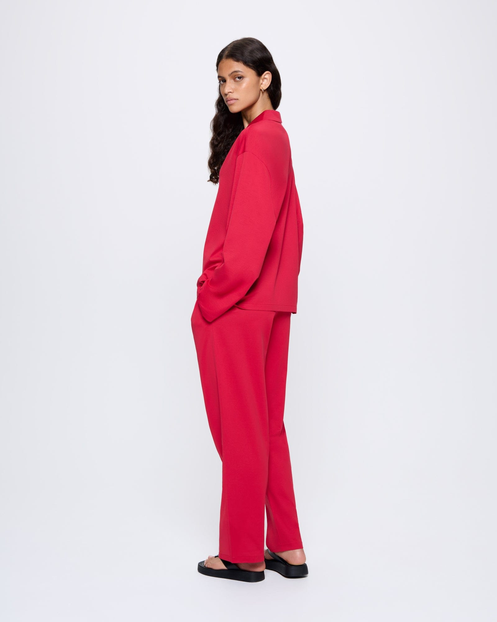 Womens 365 Lightweight Long Pyjama Set  - Goji Red - 5