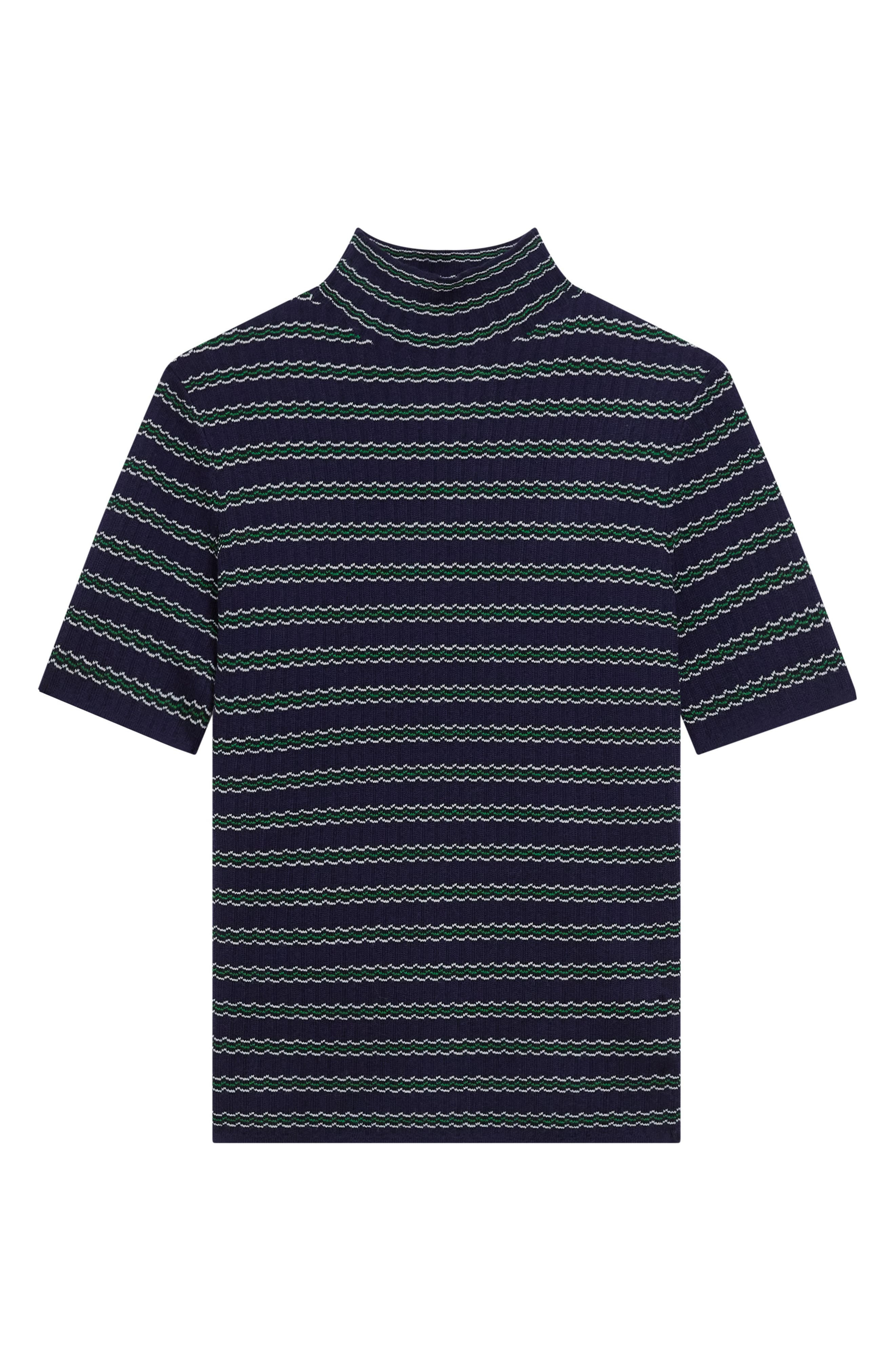 Theory Leenda Stripe Merino Wool Mock Neck Sweater in Deep Navy Multi at Nordstrom - 5