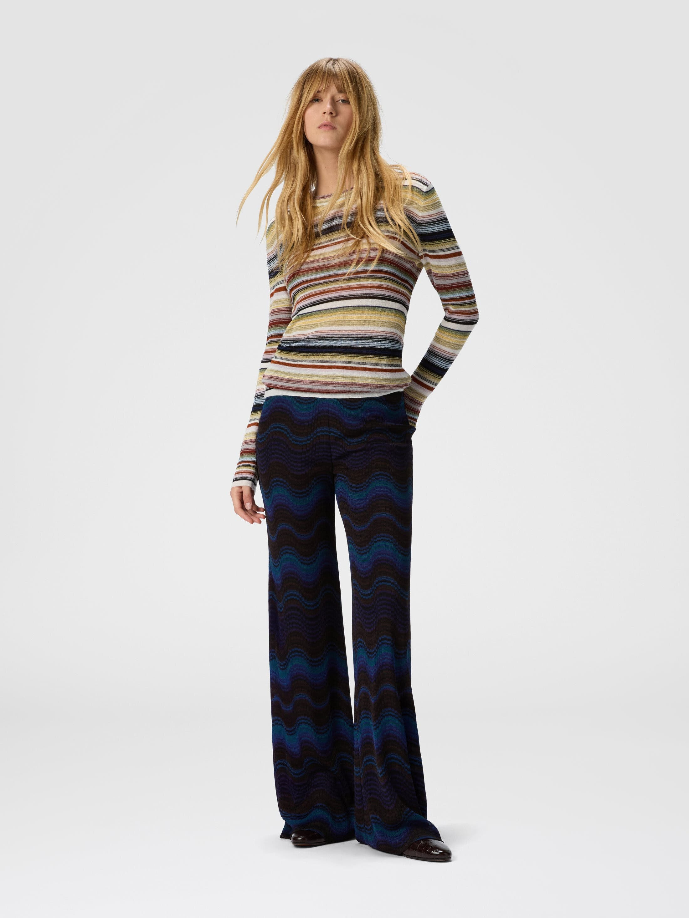 Missoni Striped Crew Neck Sweater in Yellow & Brown at Nordstrom - 2