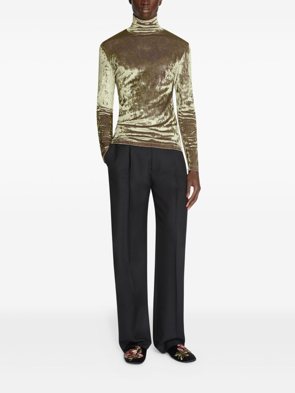 velvet high-neck T-shirt - 2