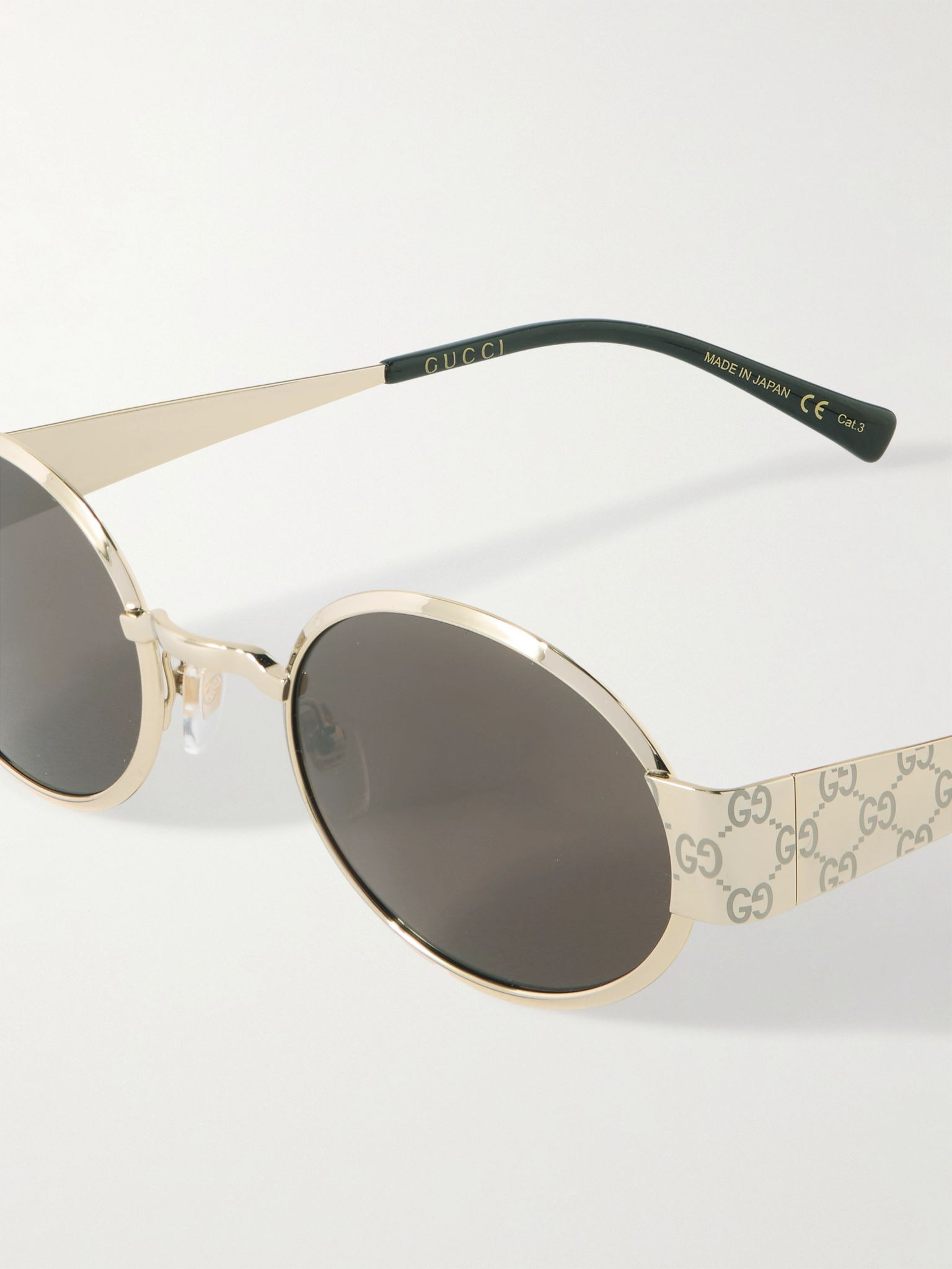 Guccissima Oval-Frame Logo-Print Gold-Tone Sunglasses Brown - 3