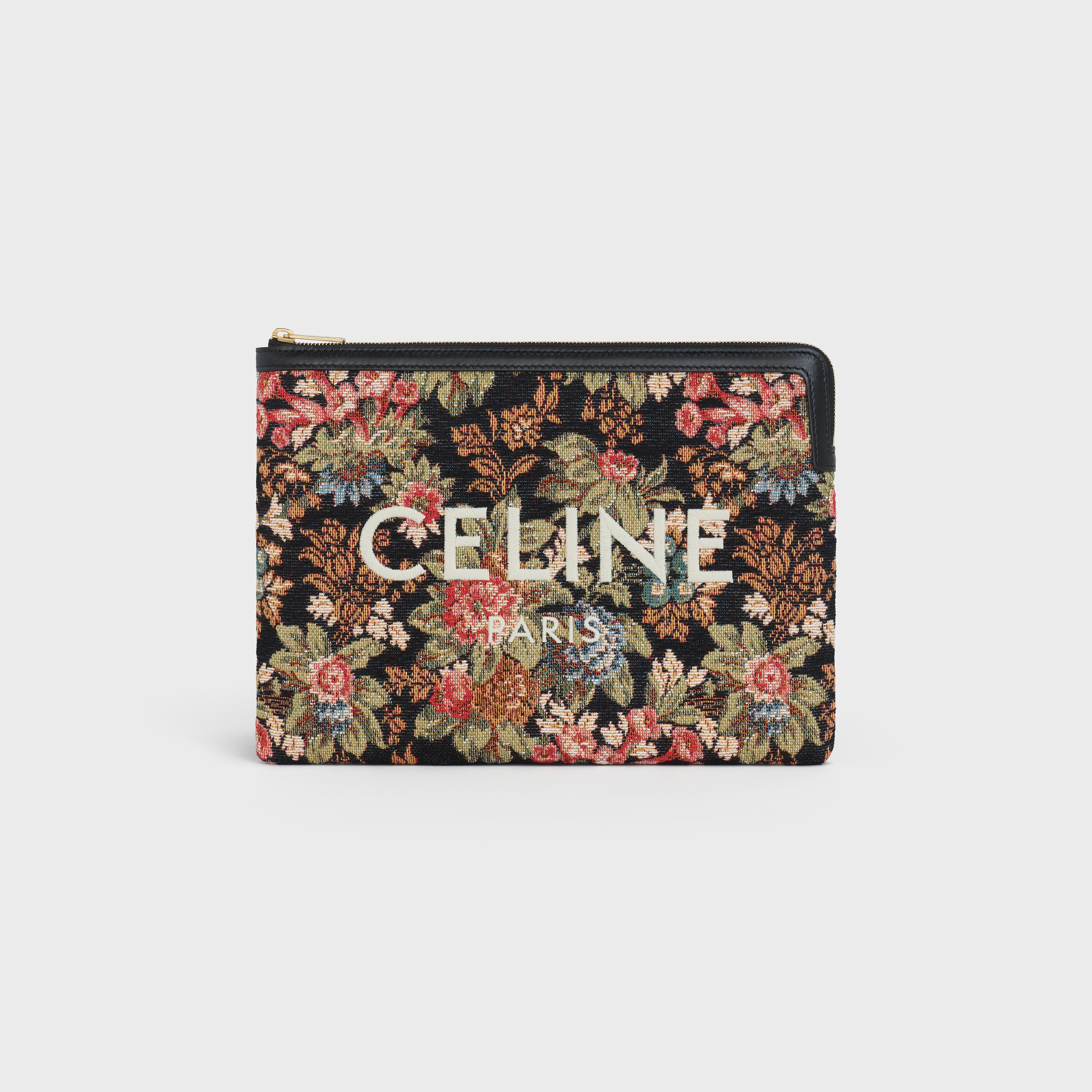 SMALL POUCH  IN  FLORAL JACQUARD WITH CELINE PARIS - 1