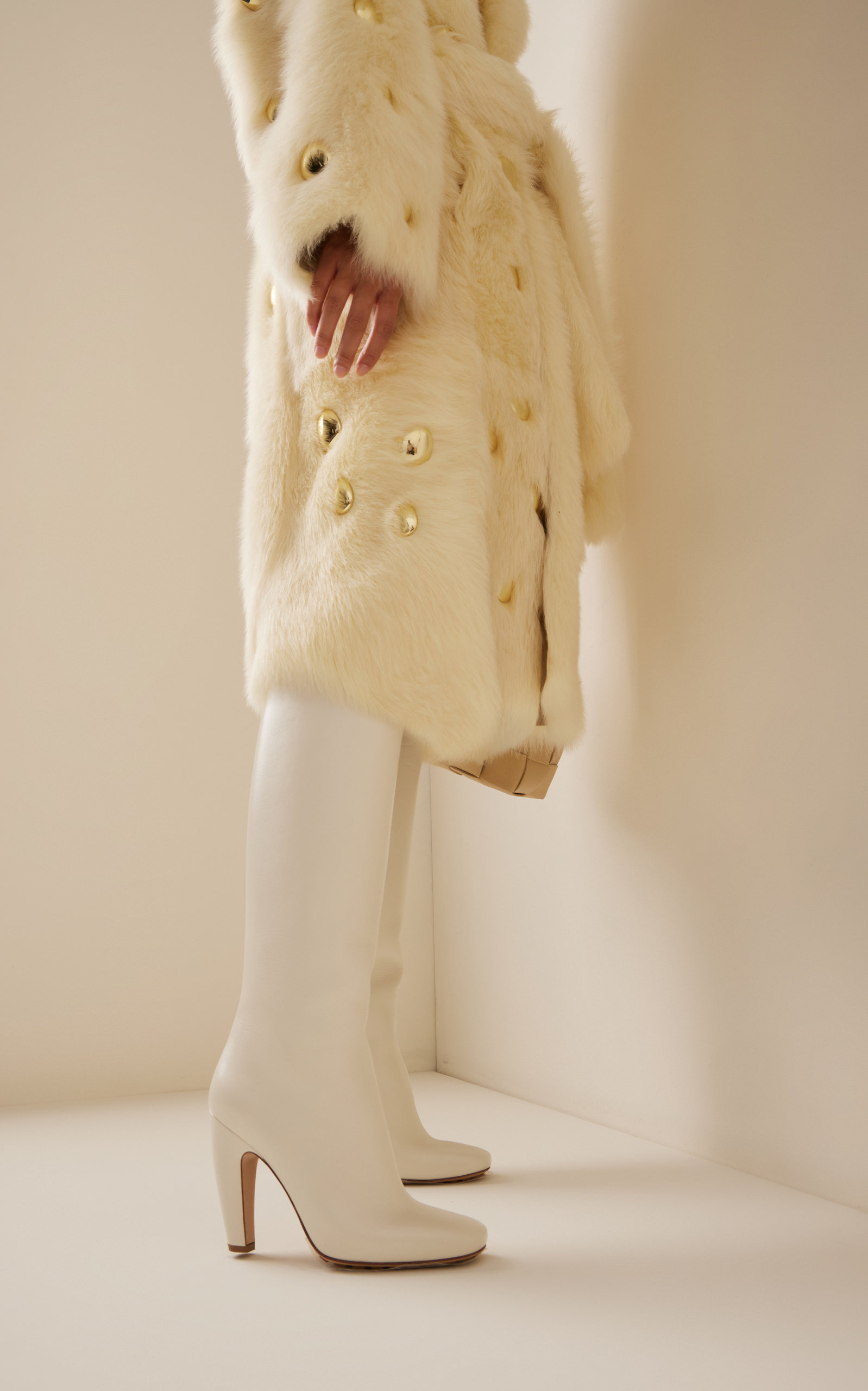 Knee-High Leather Boots white - 5