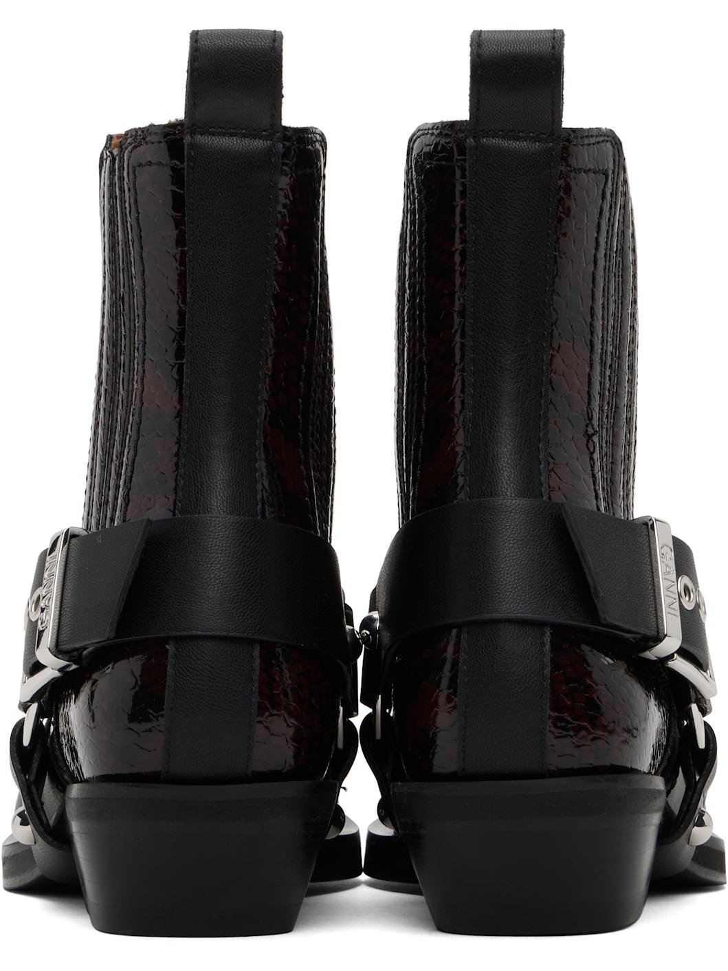 Burgundy & Black Low Cut Western Chelsea Boots - 2