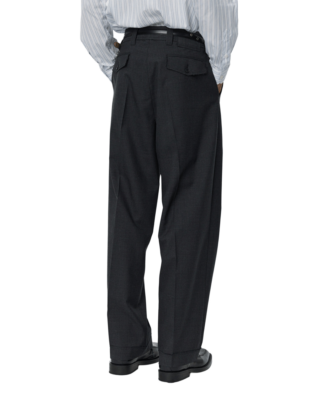 Patch Trousers Grey Worsted Wool - 2