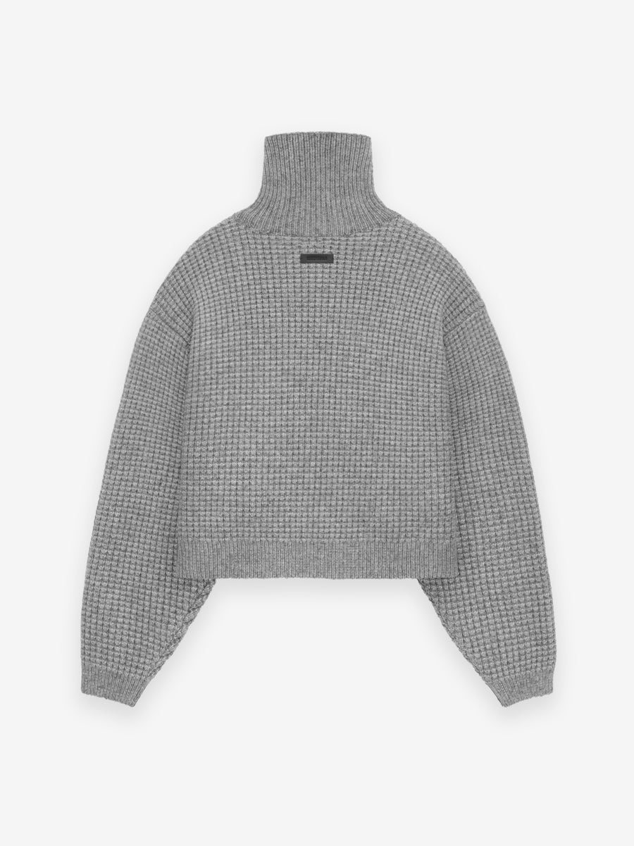 Womens Heavy Waffle Cropped Turtleneck - 2