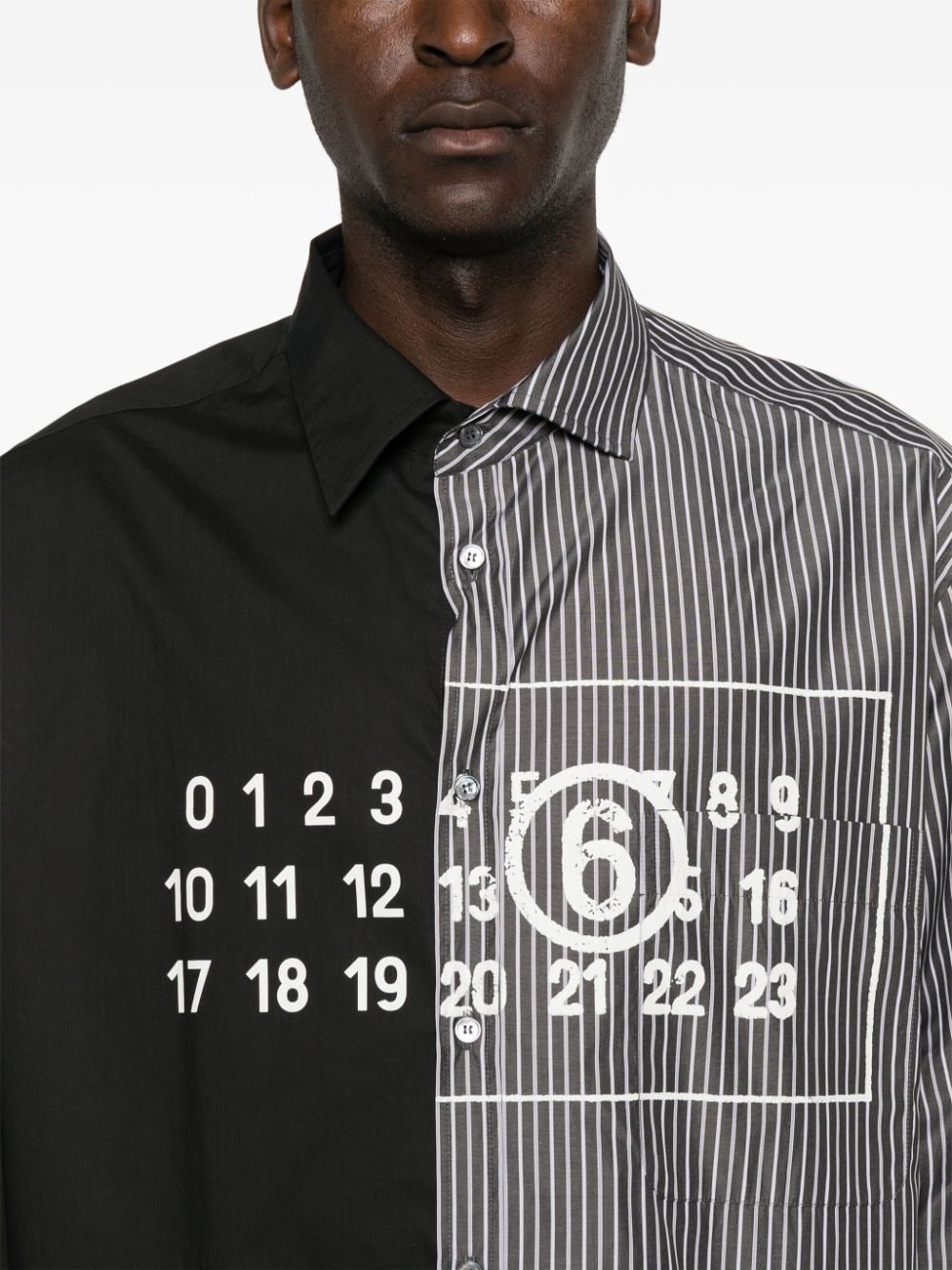 Spliced numbers-motif cotton shirt - 5