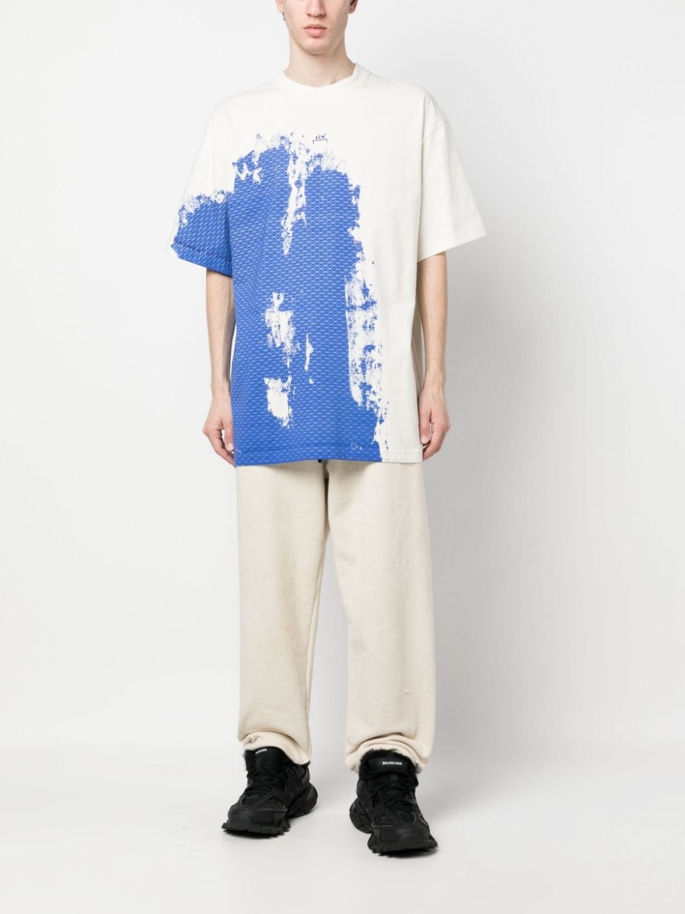 Brushstroke abstrast-print short-sleeved T-shirt - 2