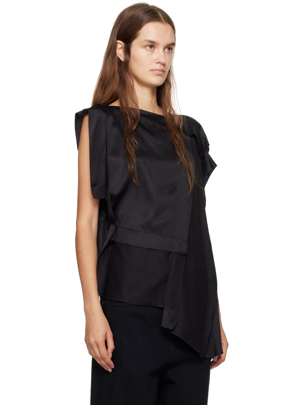 Black Asymmetrical Blouse - 2