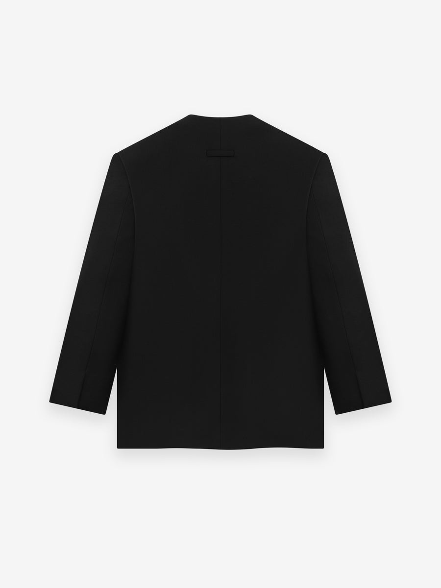 Wool Gabardine Lapelless Blazer - 3