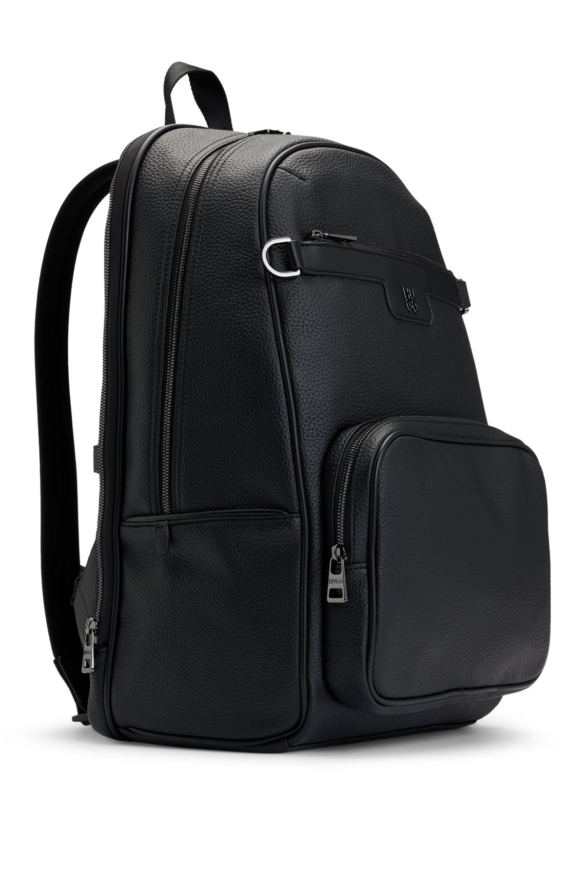 GRAINED FAUX-LEATHER BACKPACK WITH STACKED LOGO TRIM - 6