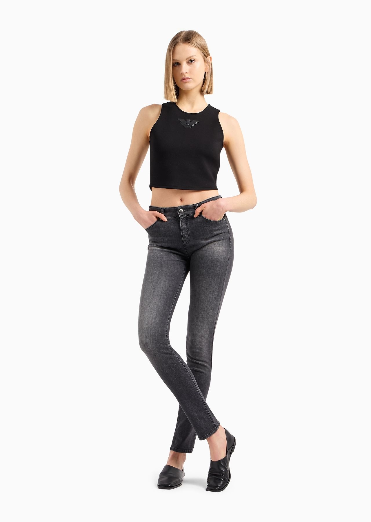 J18 High-rise, skinny-leg jeans in a worn-look denim - 4