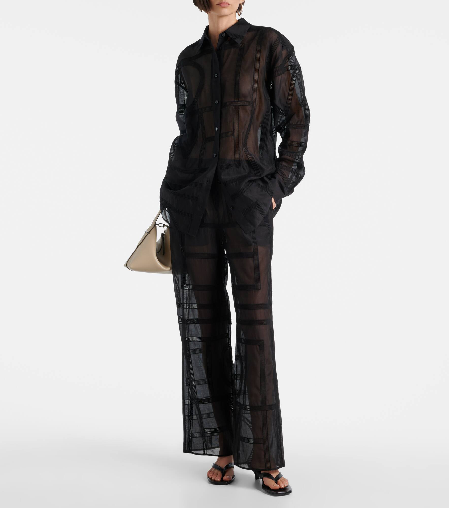Embroidered cotton and silk voile shirt - 2