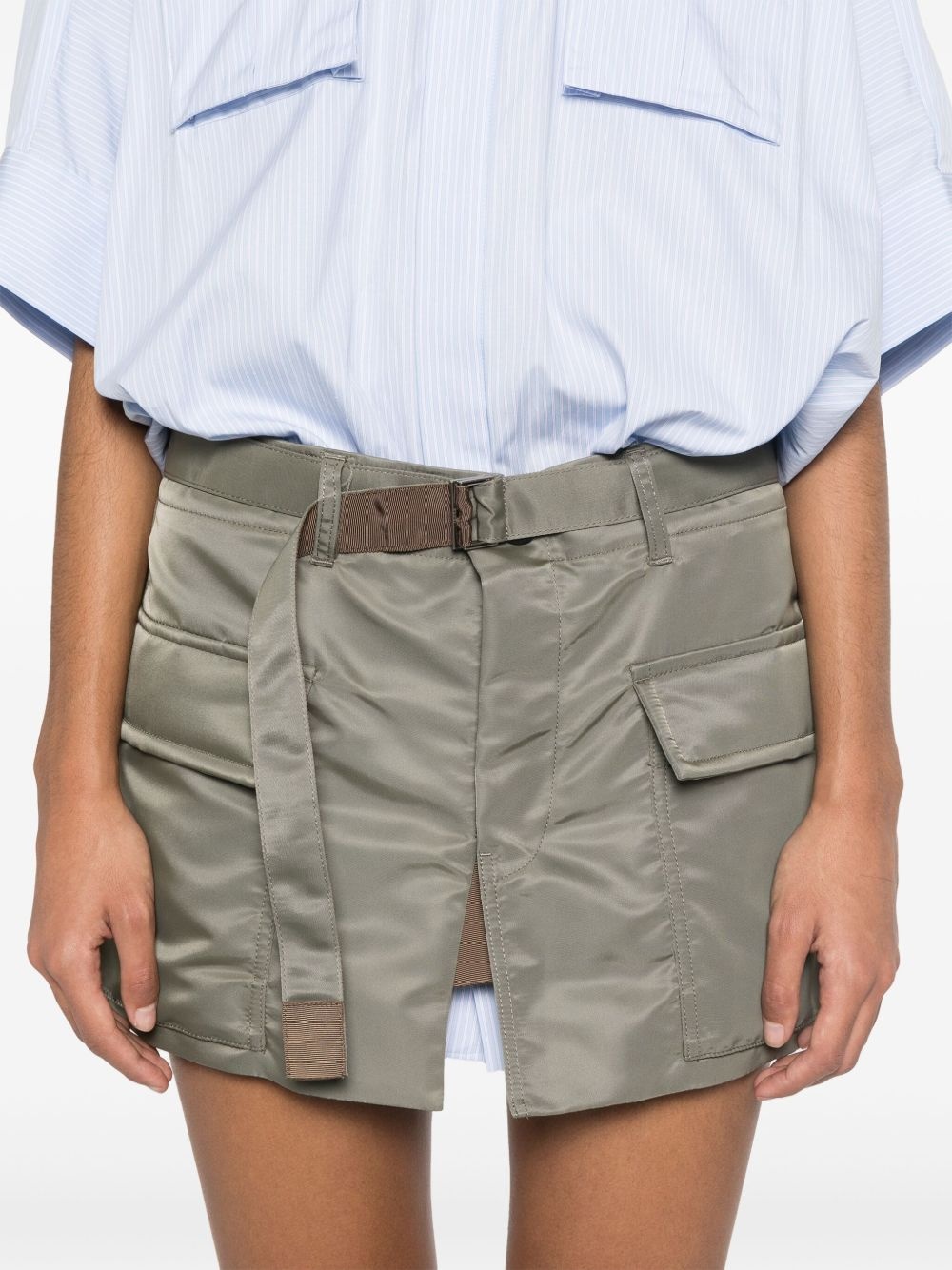 panelled mini shirt dress - 5