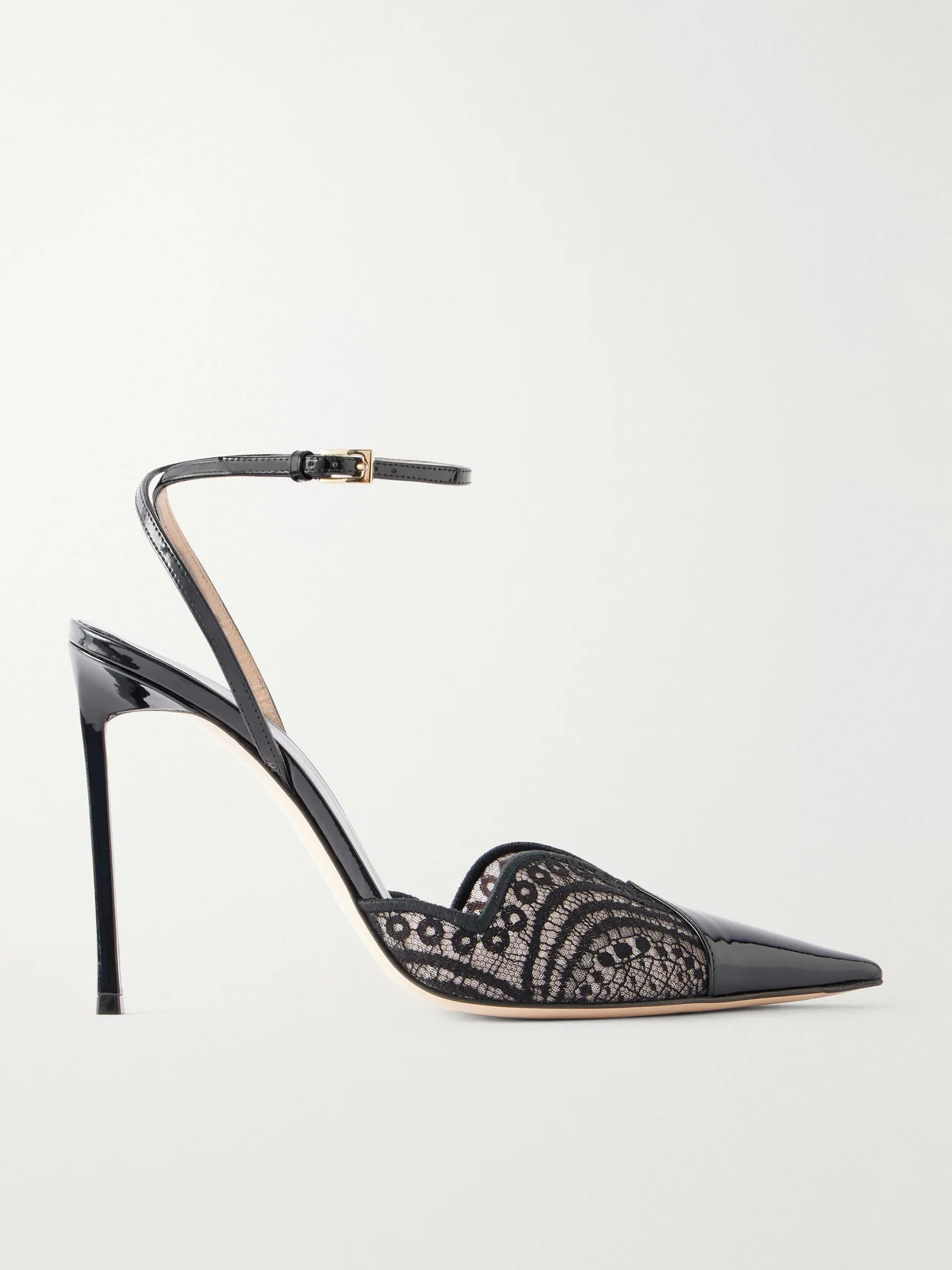 105 Lace And Patent-leather-trimmed Pumps - 1