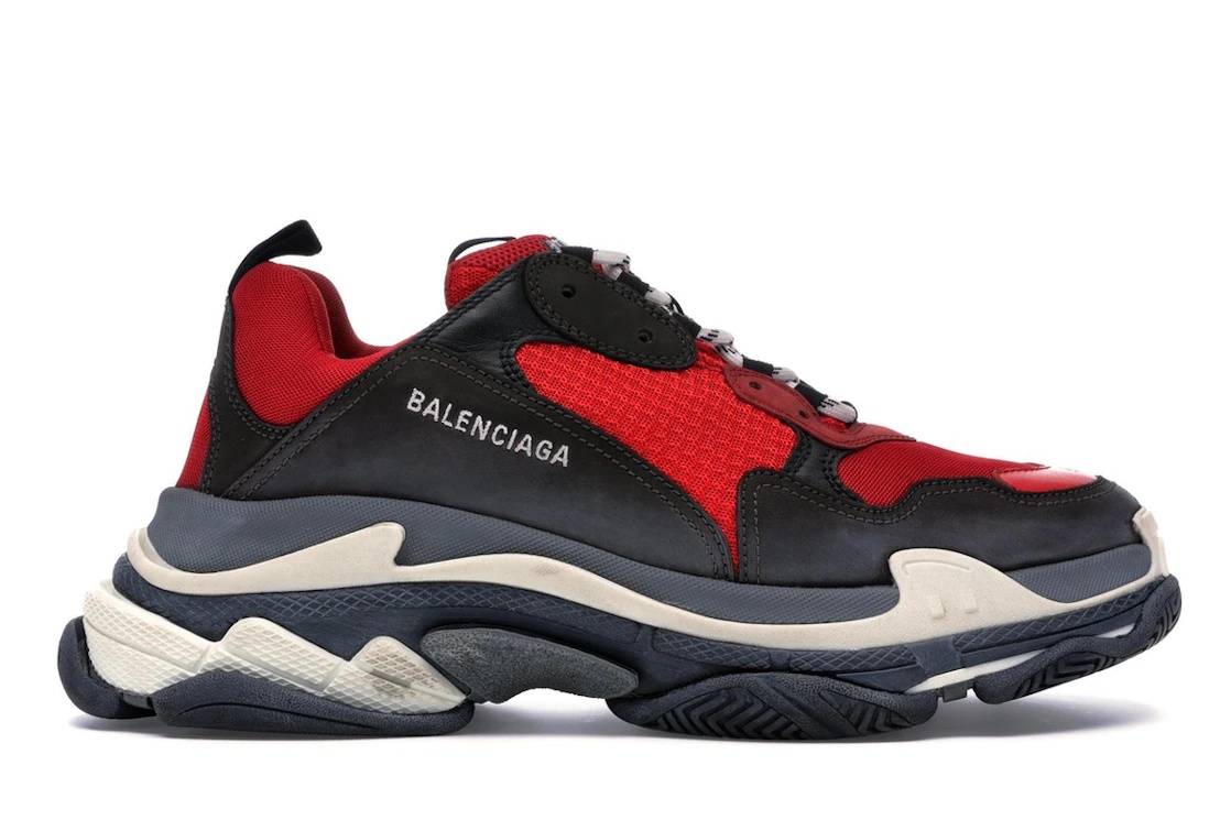 BALENCIAGA Balenciaga Triple S Red Black Pre Distressed REVERSIBLE