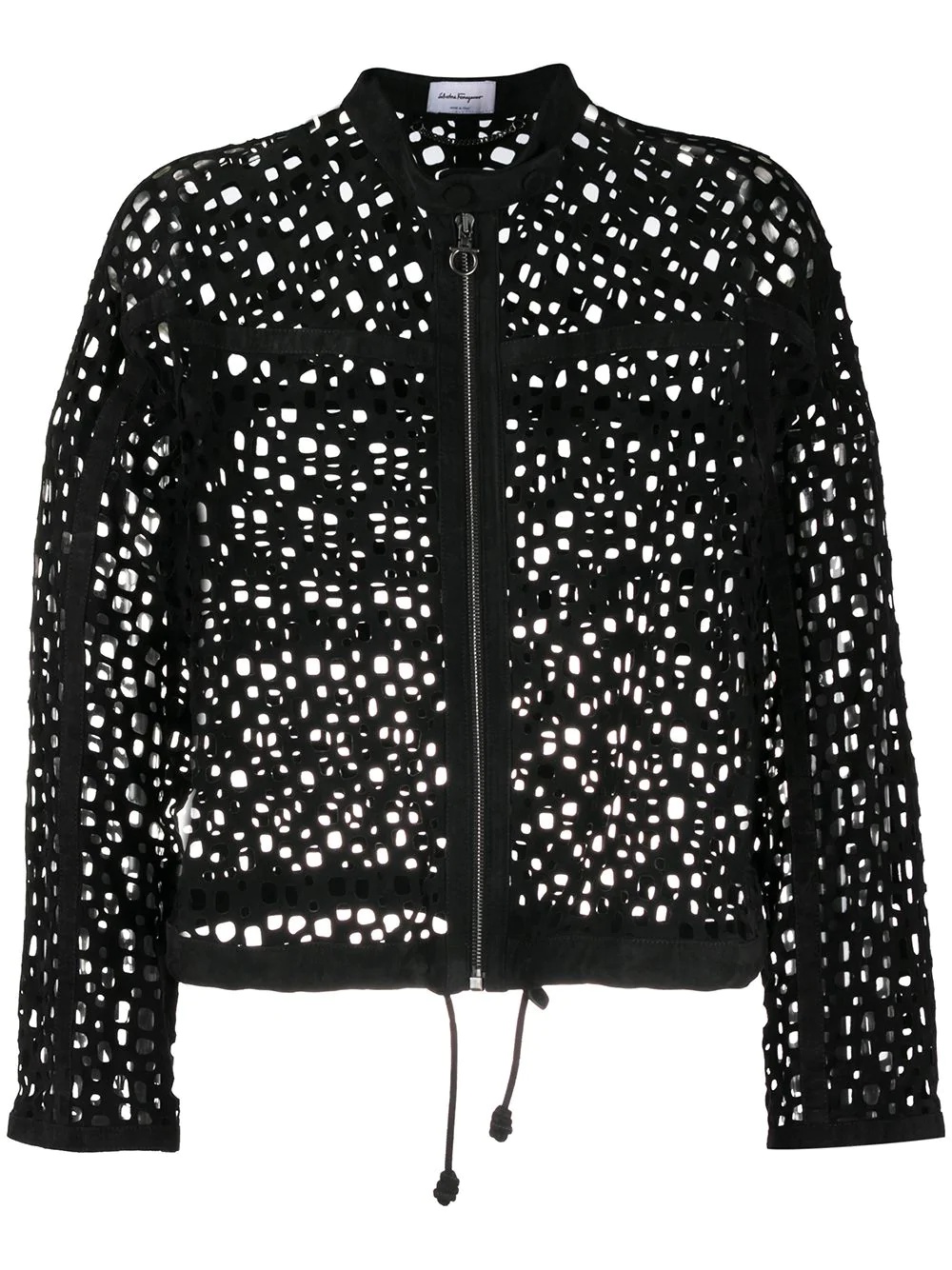 perforated front zip jacket - 1