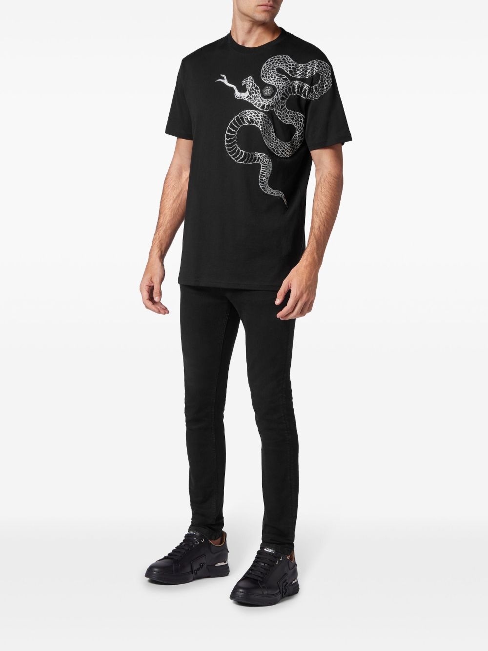 snake-embellished T-shirt - 2