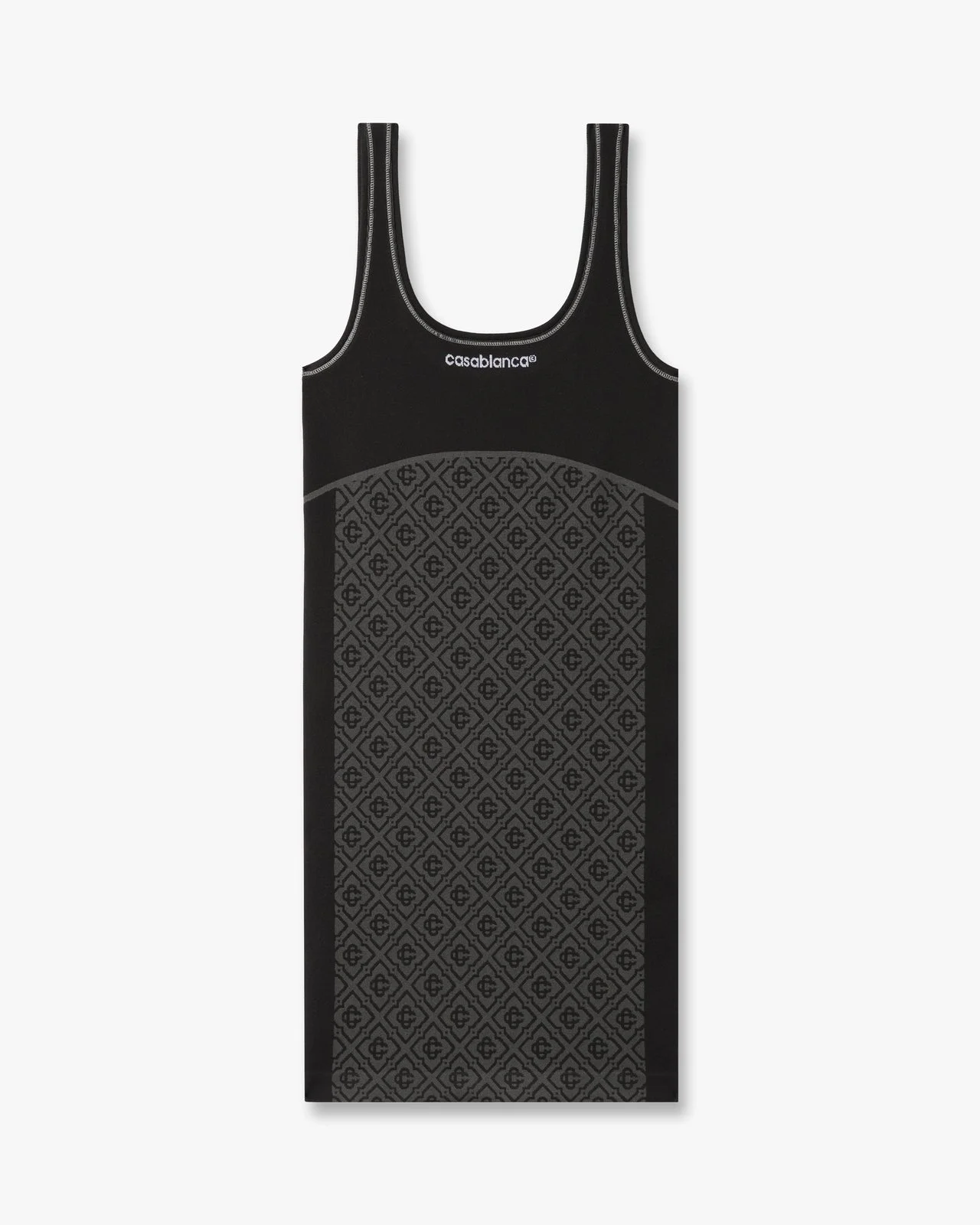 Grey Seamless Monogram Mini Dress | Casablanca Paris - 1
