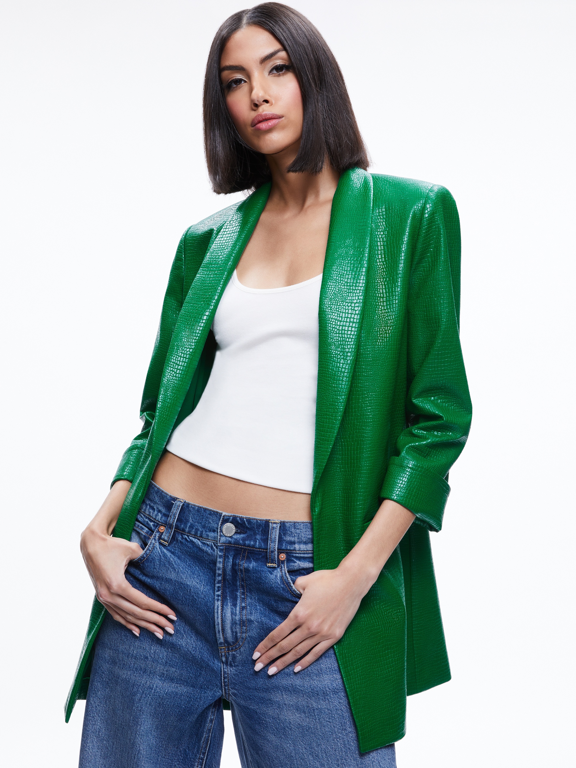 KYLIE VEGAN LEATHER CROC JACKET - 2