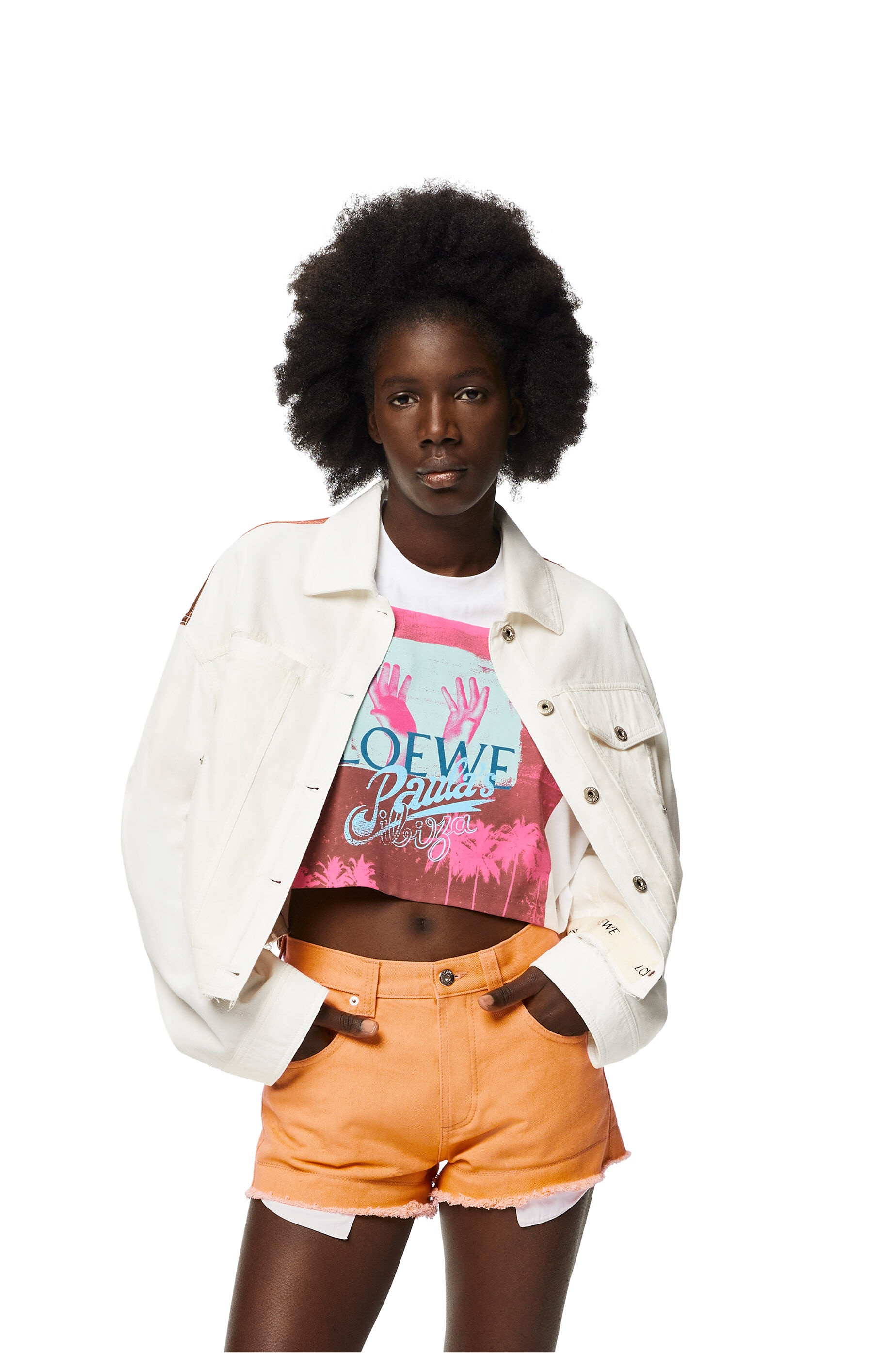 Cropped palm jacket in denim - 3