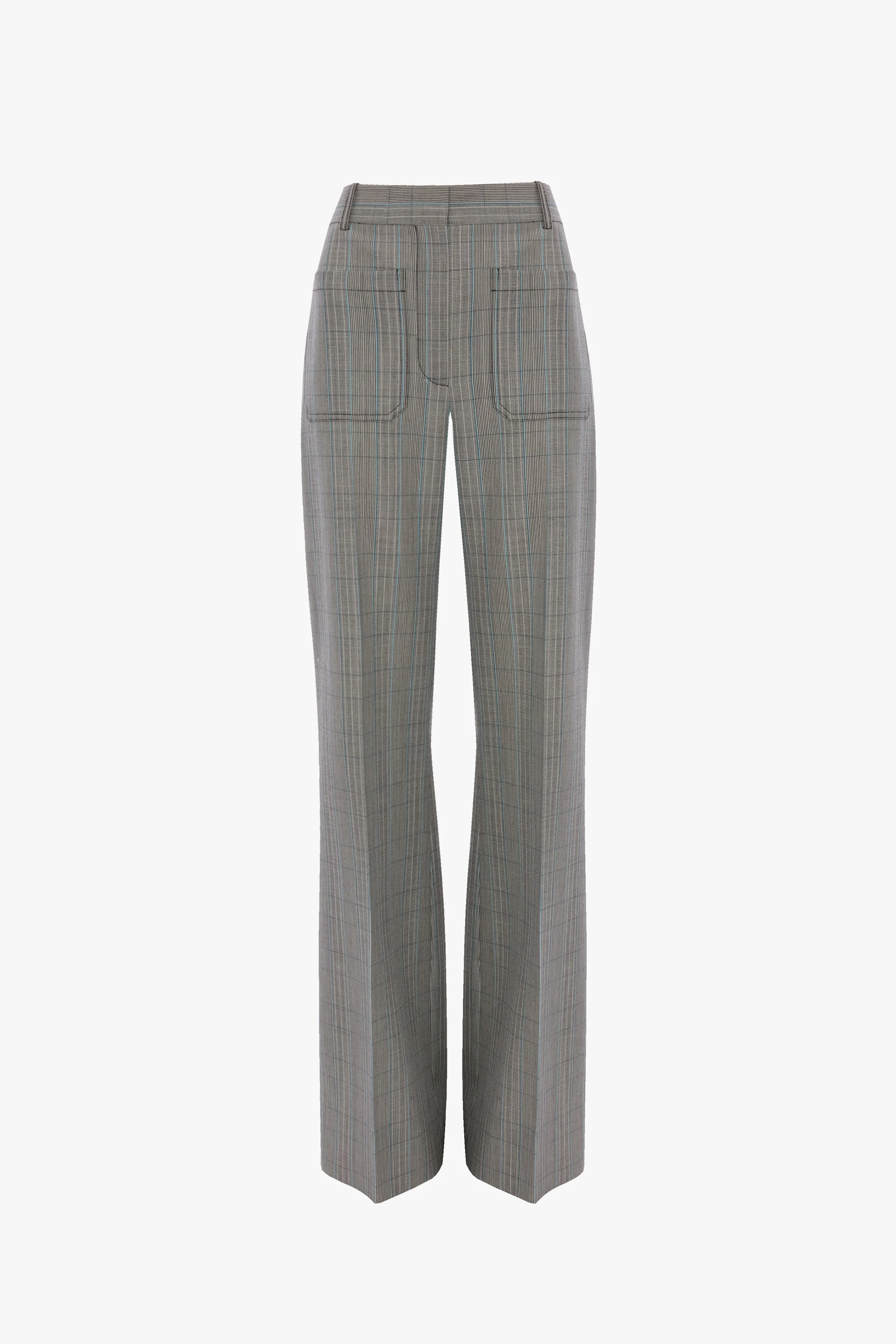 Alina Trouser In Blue-Grey Check - 1
