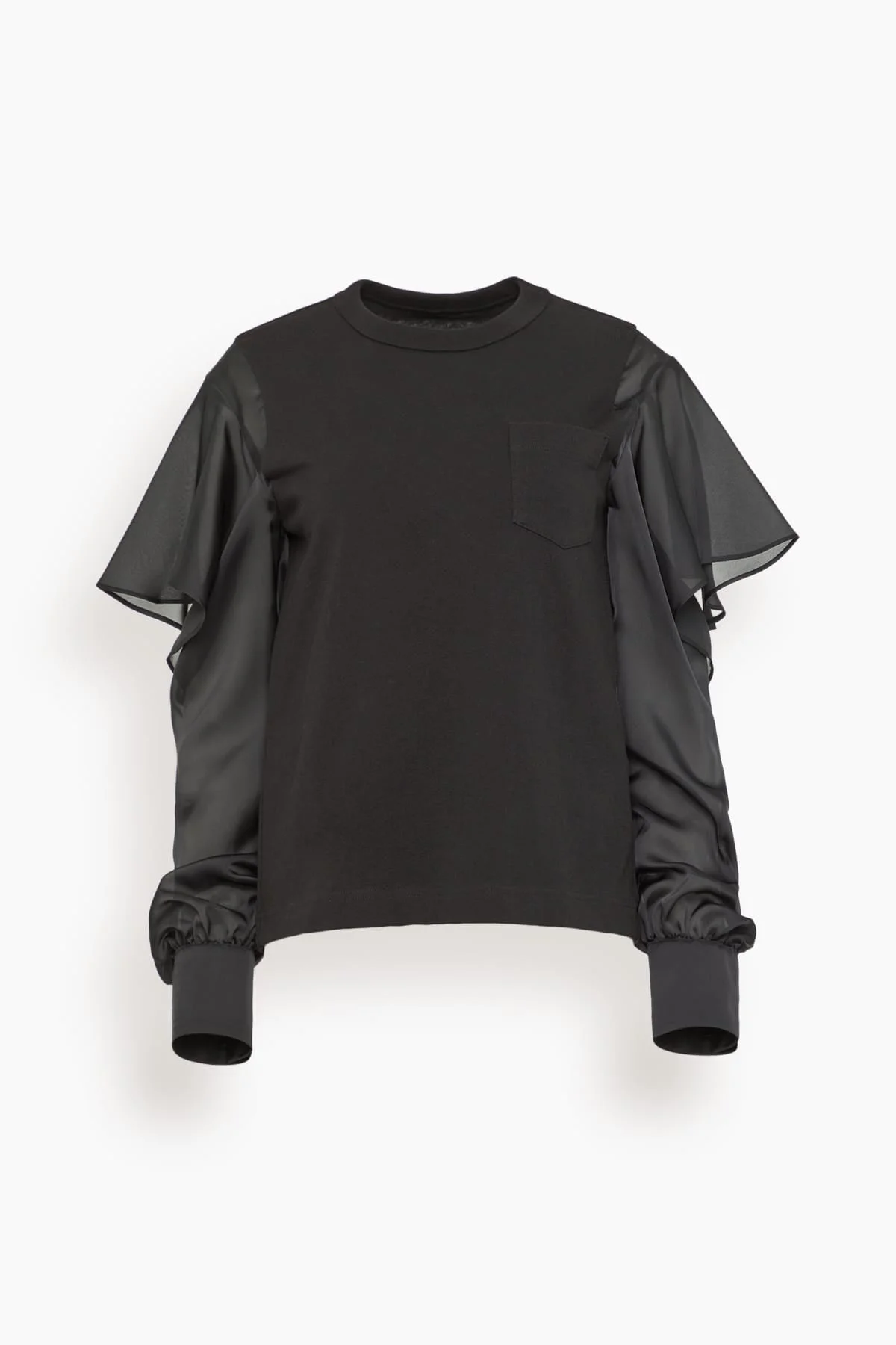 sacai Satin x Cotton Jersey T-Shirt in Black - 26-08403 001