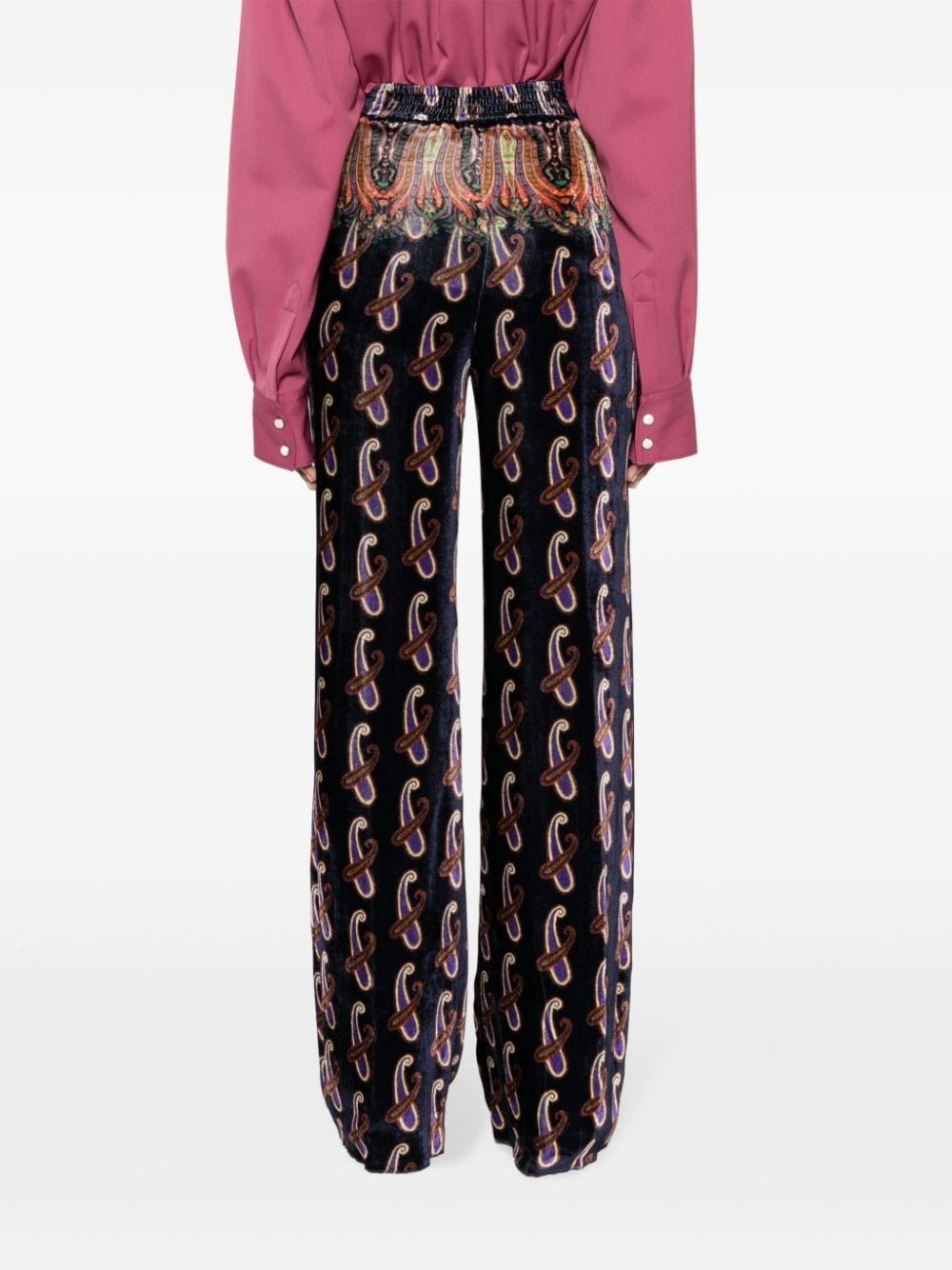 patterned-jacquard velvet trousers - 4