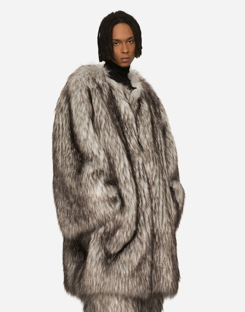 Dolce & Gabbana Single-breasted faux fur coat outlook