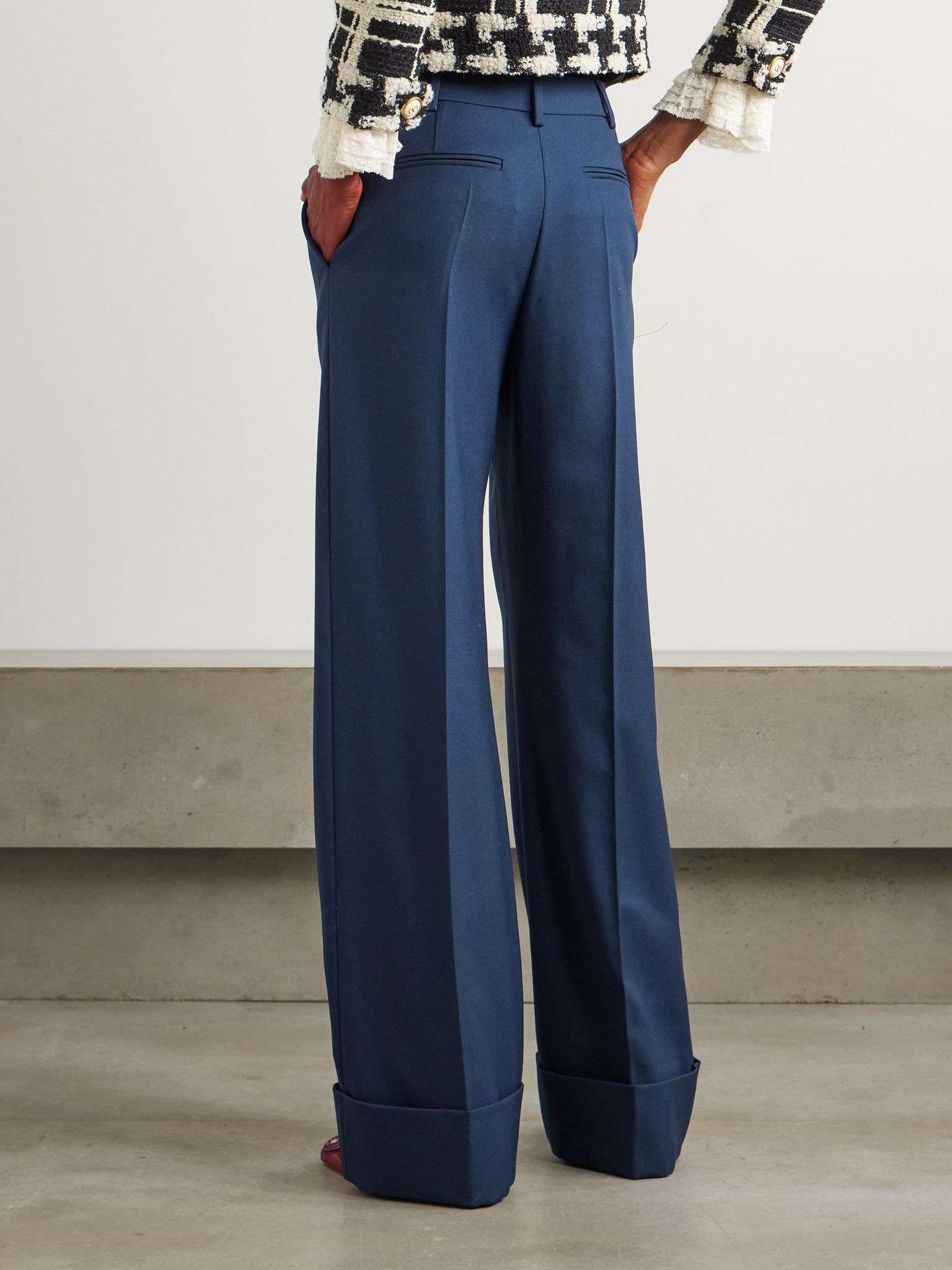 Wool-twill wide-leg pants Navy - 3