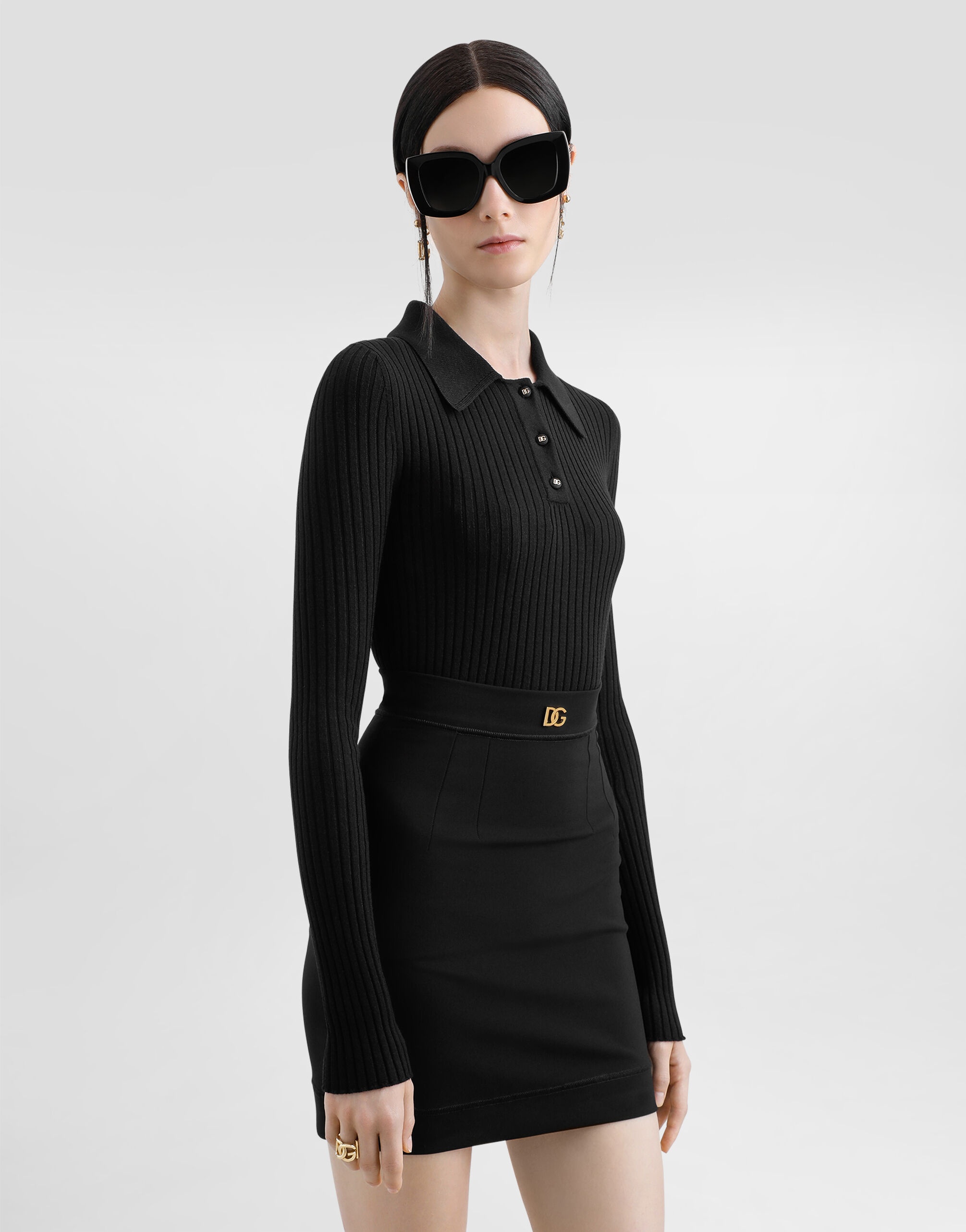 Ribbed wool polo-style sweater - 5