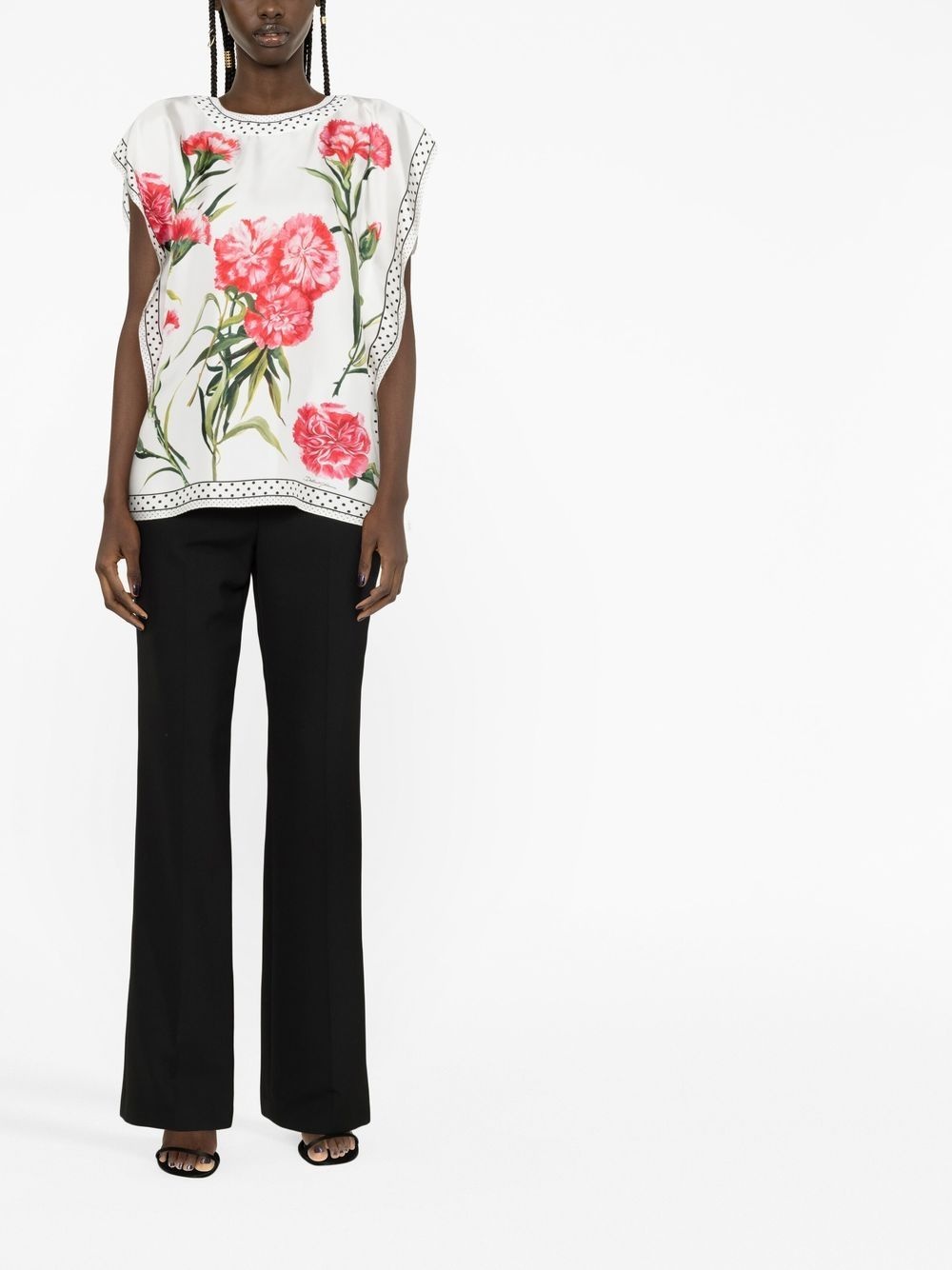 floral-print silk blouse - 2