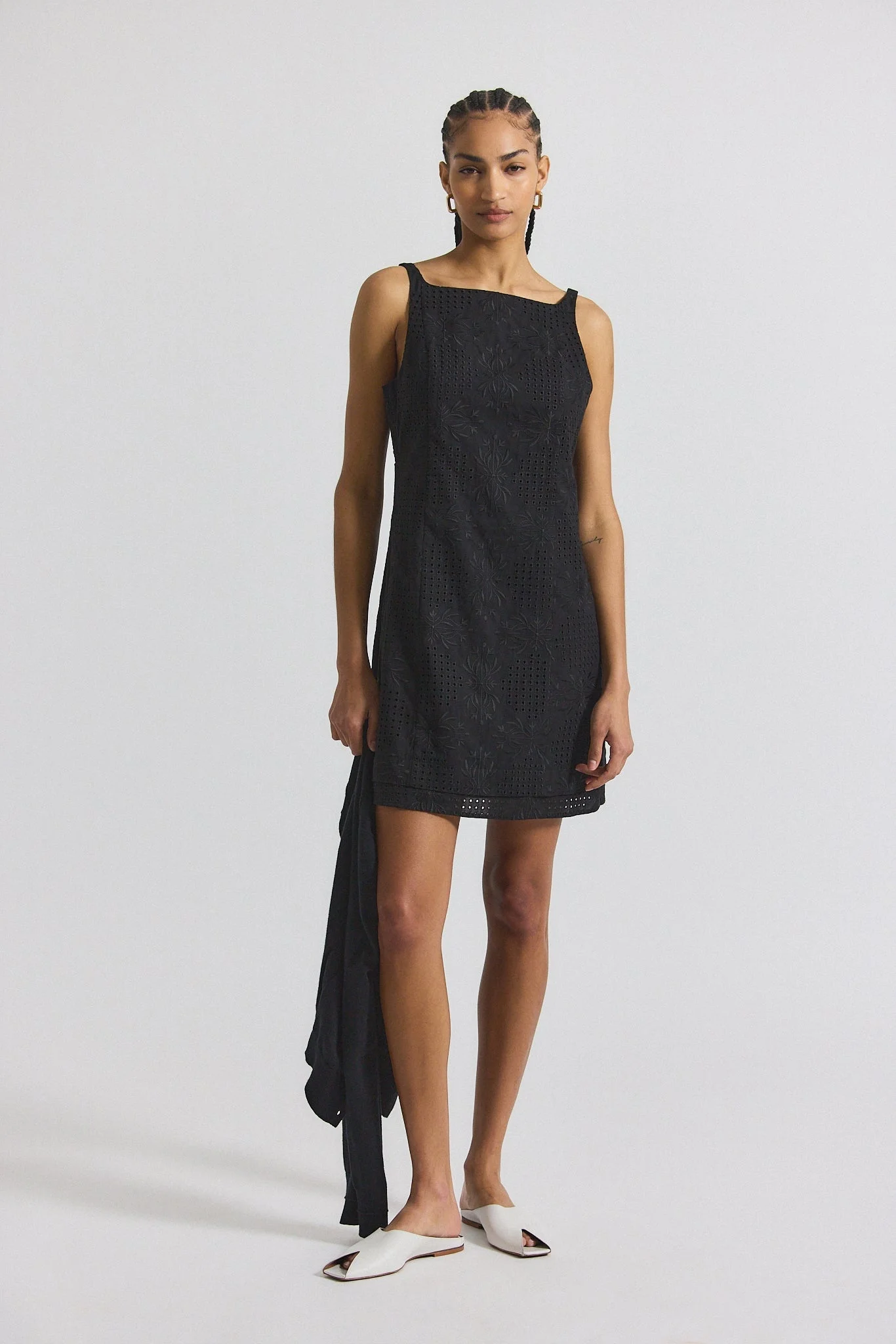 SAIGE GARDEN TILE EYELET MINI DRESS - 1