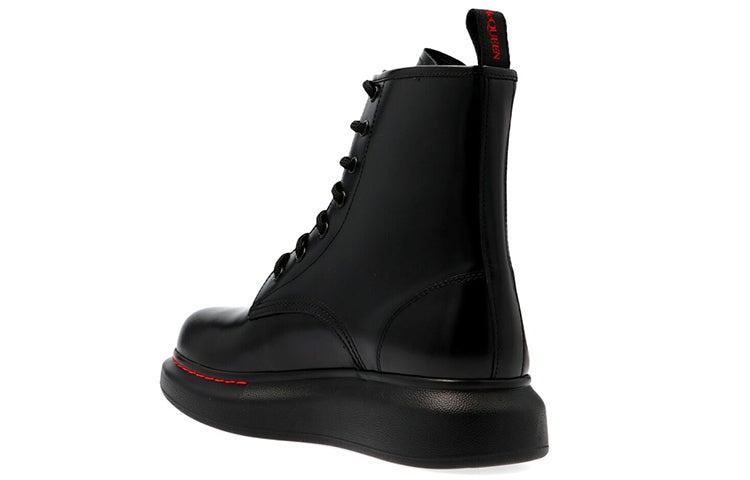 (WMNS) Alexander McQueen Glossed-Leather Platform Ankle Boot 'Black Red' 586394WHX511000 - 3