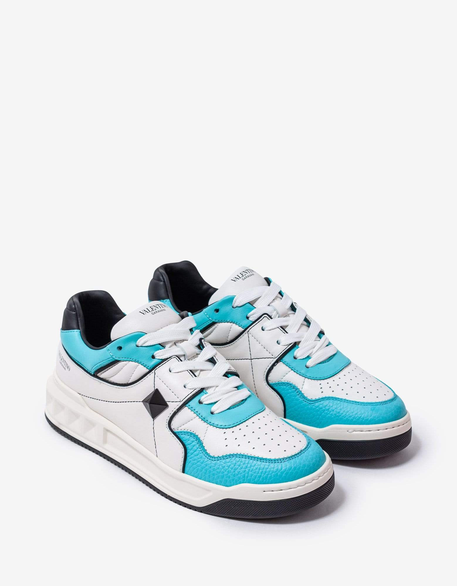 Valentino White & Blue One Stud Trainers - 1