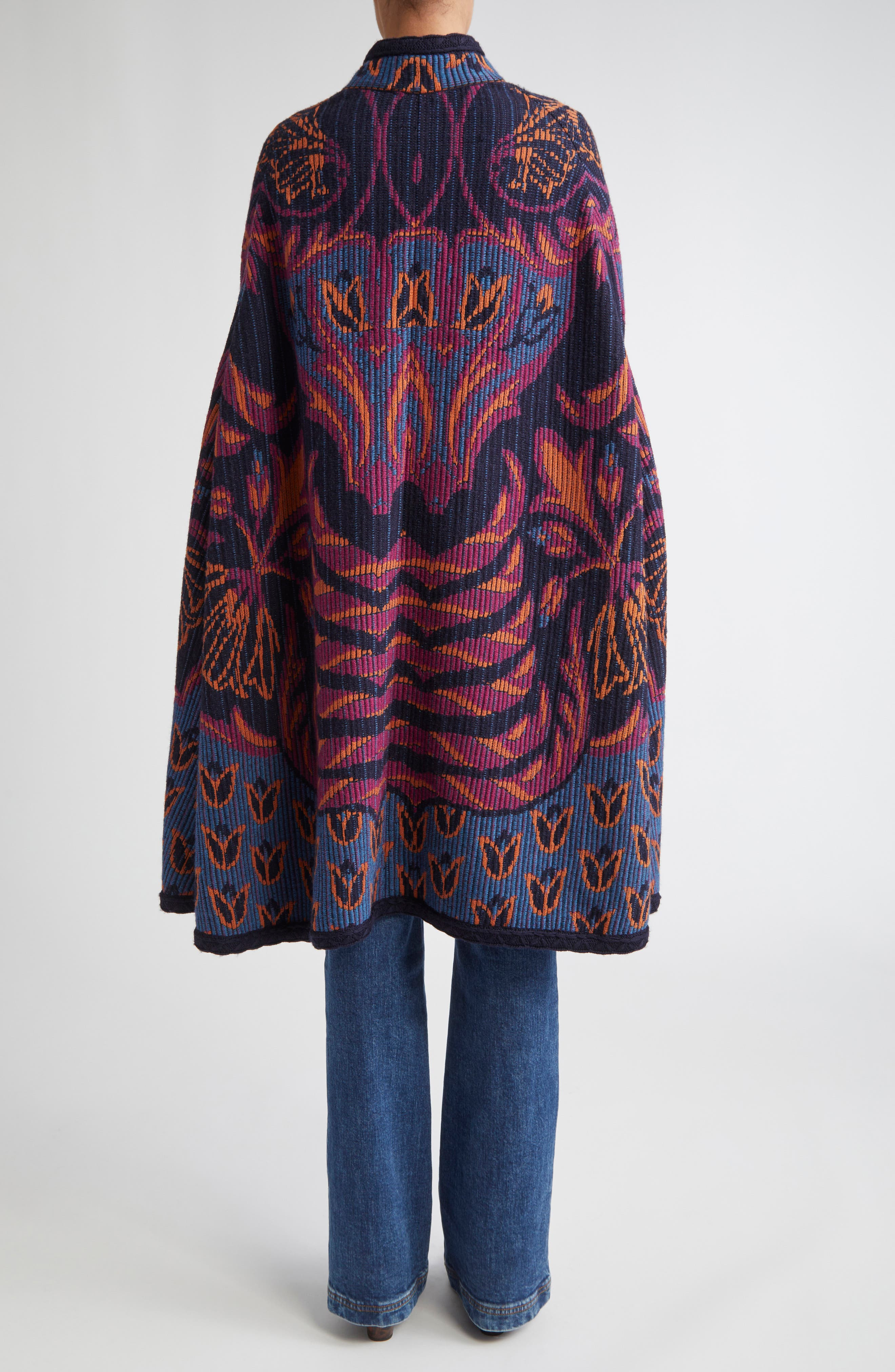 Etro Wool Blend Knit Cape in S9883 Multicolour/Blue at Nordstrom - 2